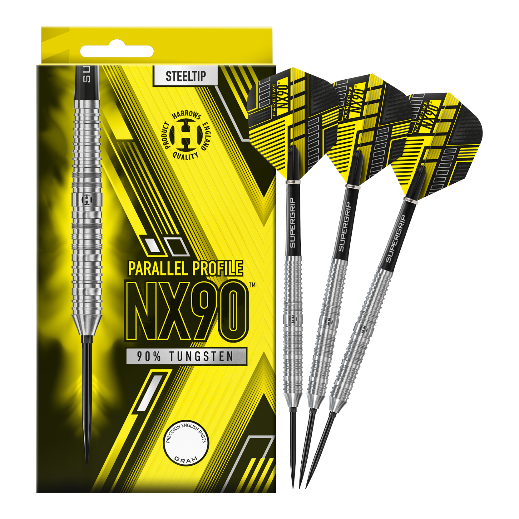 Lotki stalowe Harrows NX90 Parallel Quick Point Abgebildet sind die Harrows NX90 Parallel Quick Point Steeldarts. Diese Darts sind bekannt für ihre Präzision und ihr paralleles Barrel.
