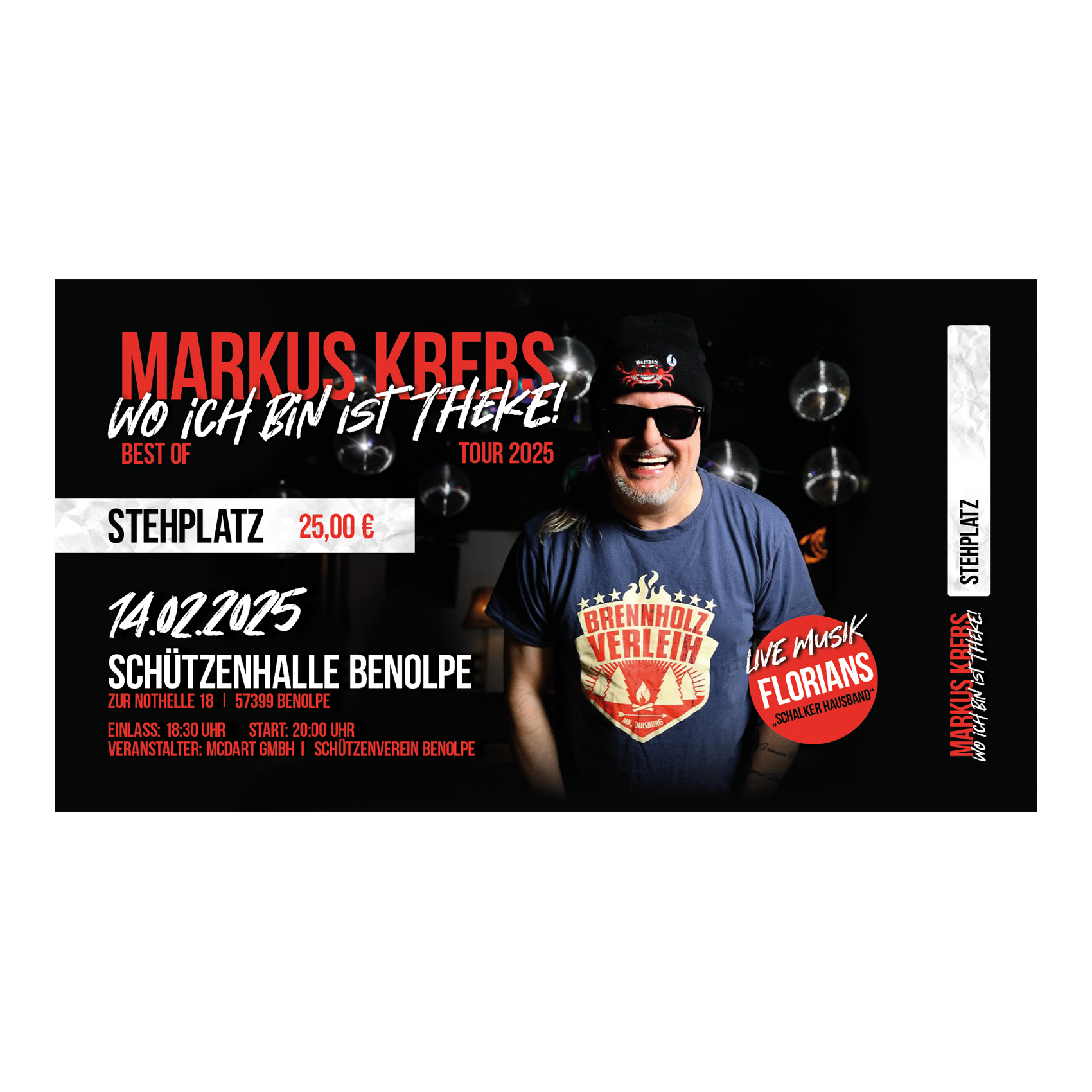 Eintrittskarte Markus Krebs - Wo ich bin ist Theke - 14.02.25 - Stehplatz