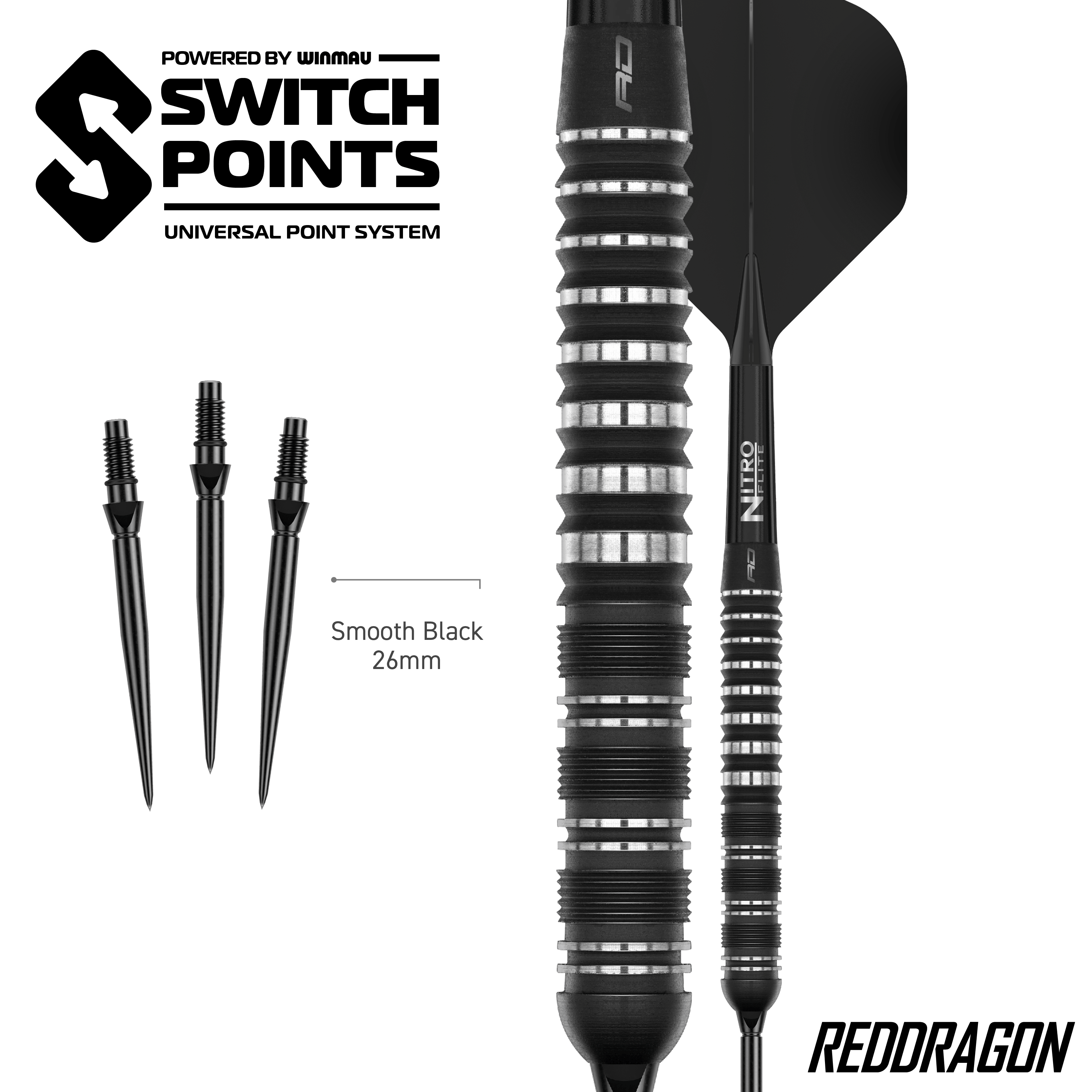 Ocelové šipky Red Dragon Sable Parallel Switch Point Abgebildet sind die Red Dragon Sable Parallel Switch Point Steeldarts. Präzision und gutes Design zeichnen diese Darts aus.