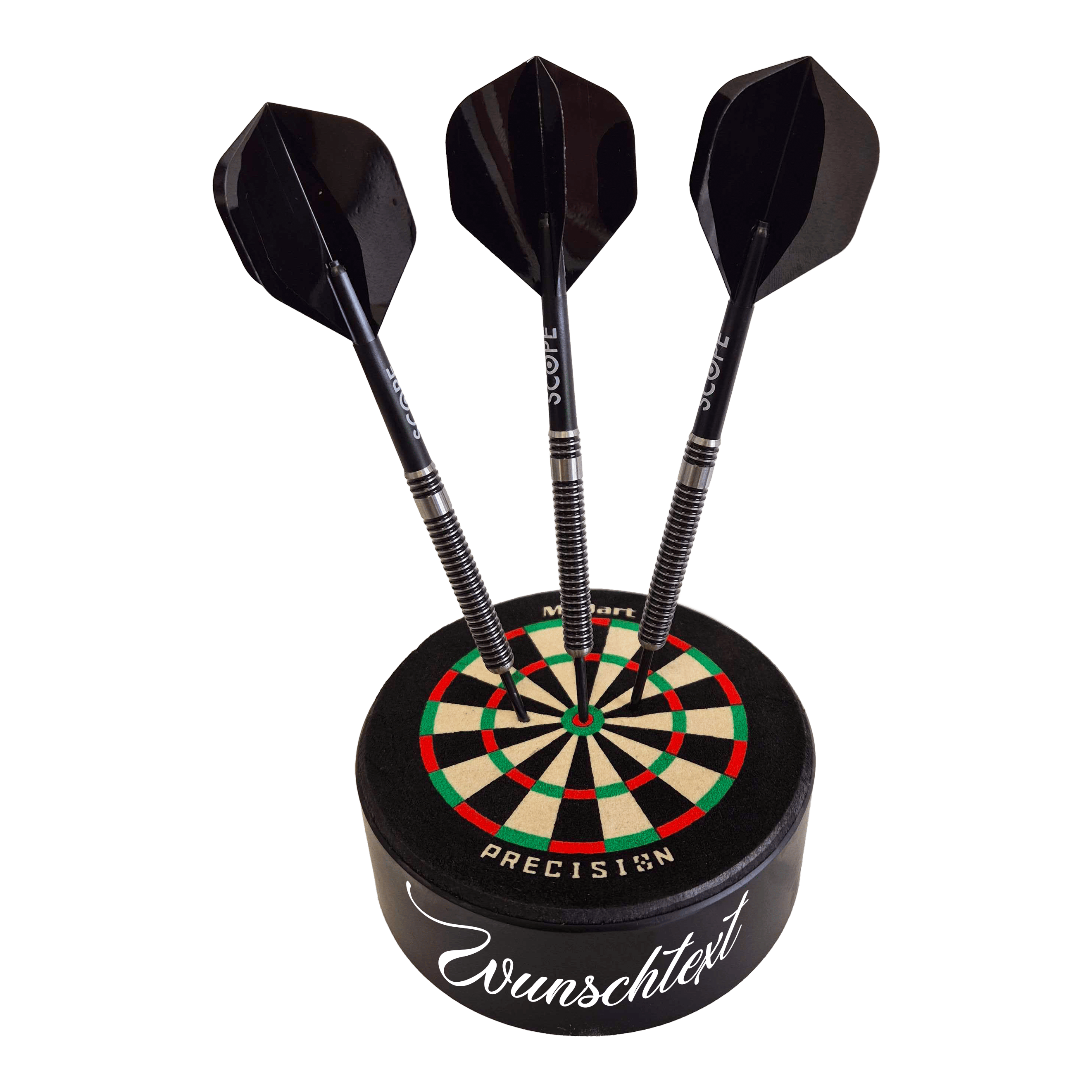 McDart Precision Mini Dartboard mit Wunschtext Gezeigt wird ein Artikel mit dem Dateinamen 765_McDart_Mini_Precision_Dartboard_Darthalter_1_WeatherSunday. Das Produkt gehört vermutlich zur Kategorie Dartboard-Halterungen.