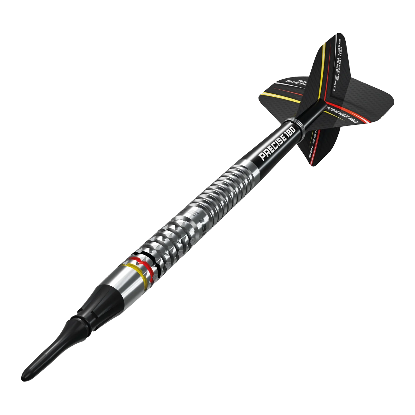 Šipky Precise 180 Ricardo Pietreczko GEN1 měkké Das Bild zeigt die Precise 180 Ricardo Pietreczko GEN1 Softdarts. Diese Darts sind speziell für Softdart-Liebhaber entwickelt.