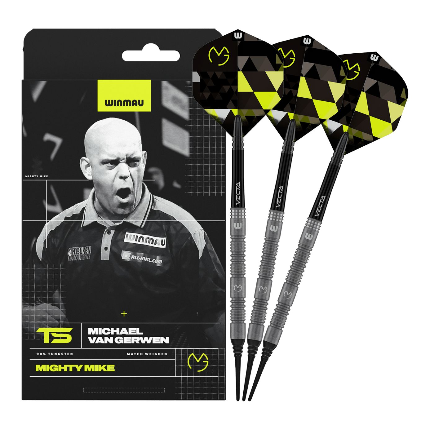 Winmau Michael Van Gerwen TS měkké šipky - 18g Zu sehen ist das Winmau Michael Van Gerwen TS Softdarts Set mit 18g. Das Darts-Set eignet sich für verschiedene Spielstile.
