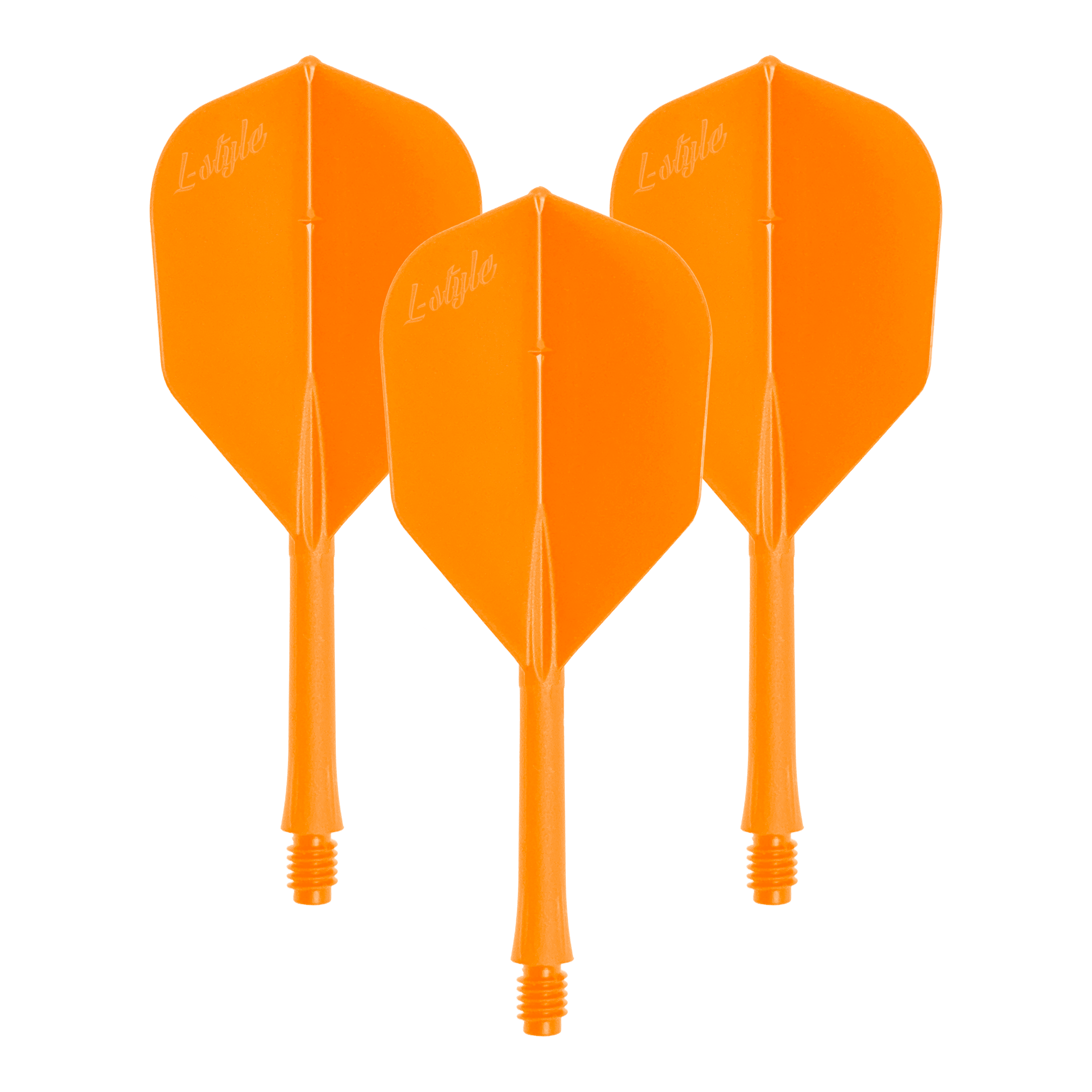 L-Style BarFlights 2BA L3 - 260 Ein Set von BarFlight Dartflügen in Neonorange wird dargestellt. Die Dartflüge sind für das Dartspiel bestimmt.