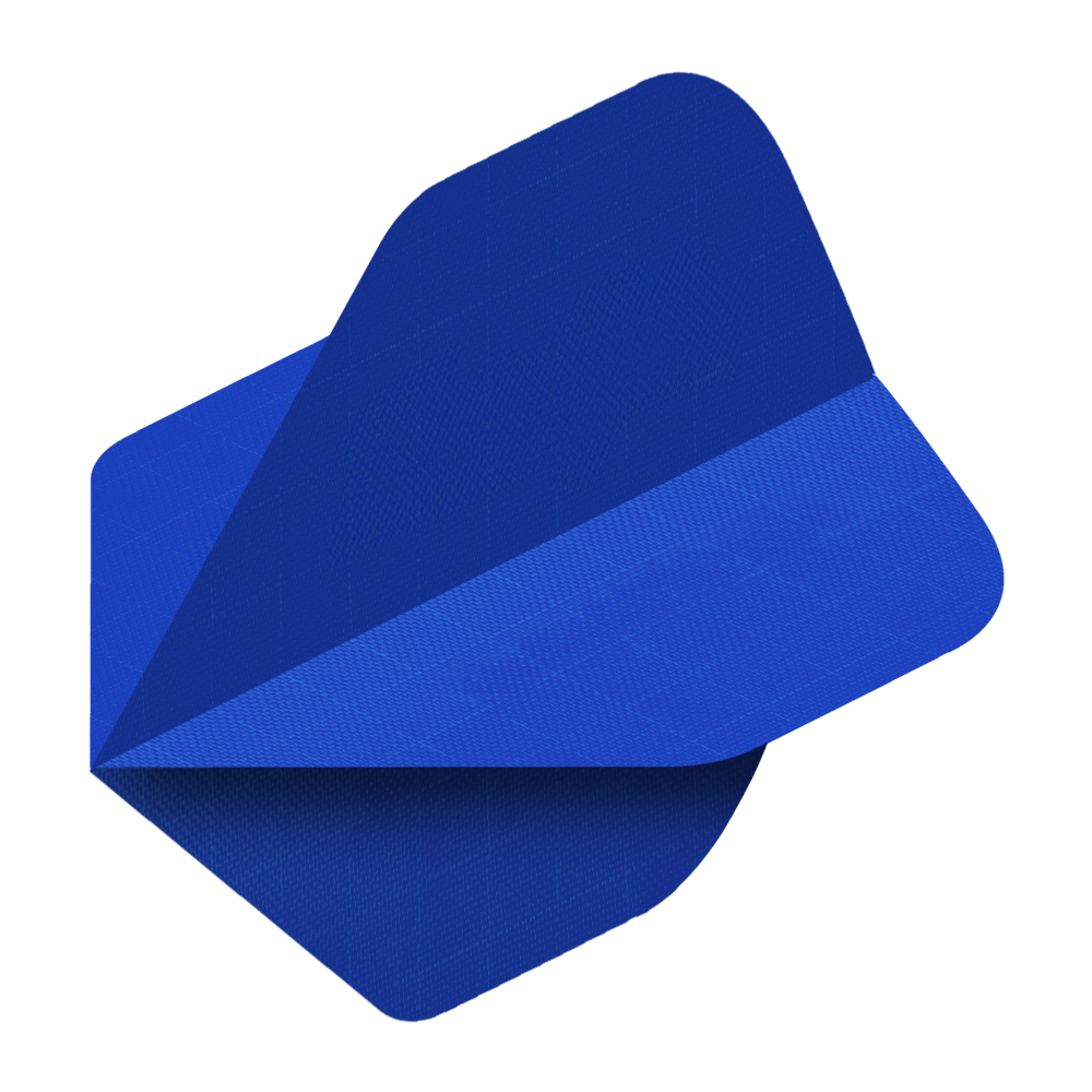 Nylonové letky - Standardní - MODRÉ Das Bild zeigt ein blaues Nylon-Stoff Flight für Dartpfeile. Das Flight hat eine glatte Oberfläche und abgerundete Ecken.