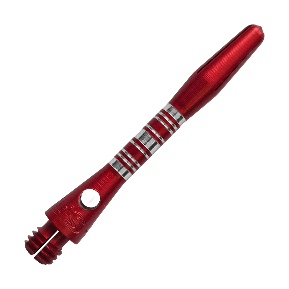 Abgebildet sind die Bulls NL Supra Aluminium Shafts in Rot, 34 mm. Sie eignen sich hervorragend als Ersatzteile für Dartpfeile.