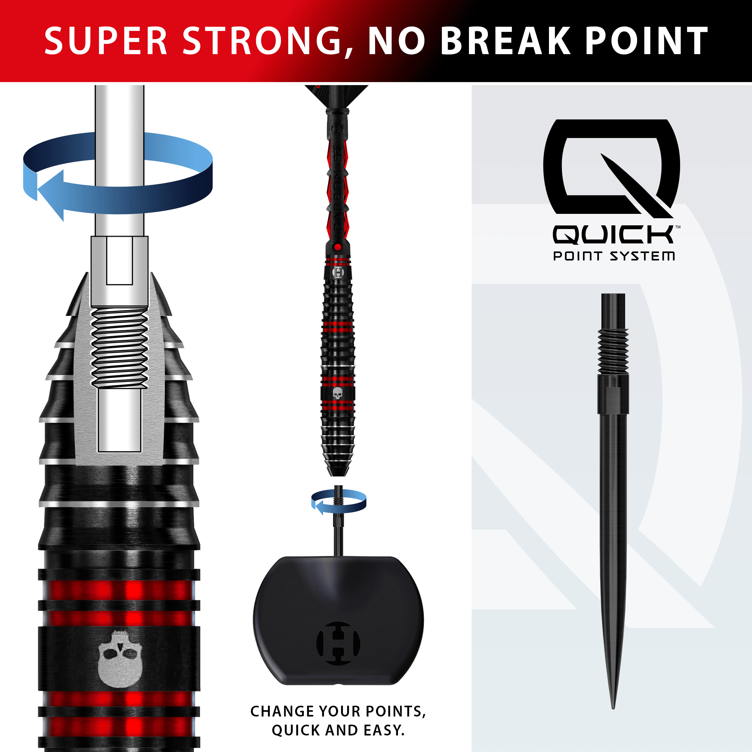 Abgebildet ist das Produkt Harrows Ryan Searle 90% Steeldarts Quick Point Steeldarts. Die Steeldarts sind hochwertig verarbeitet und speziell für präzises Dartspiel entwickelt.