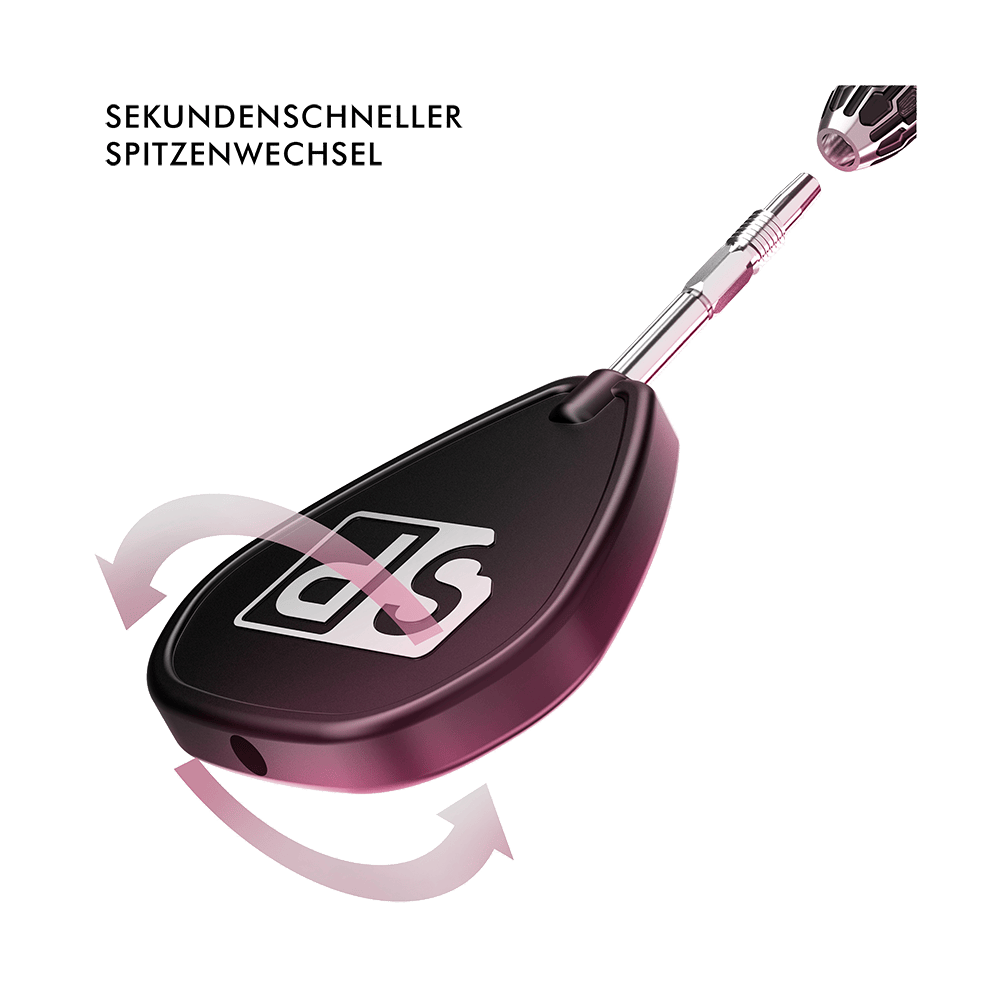 340000-Target-Swiss-Point-Tool-2 Das Bild zeigt das Produkt "Target Swiss Point Tool". Es ist ein Werkzeug zum Wechseln der Spitzen bei Dartpfeilen.