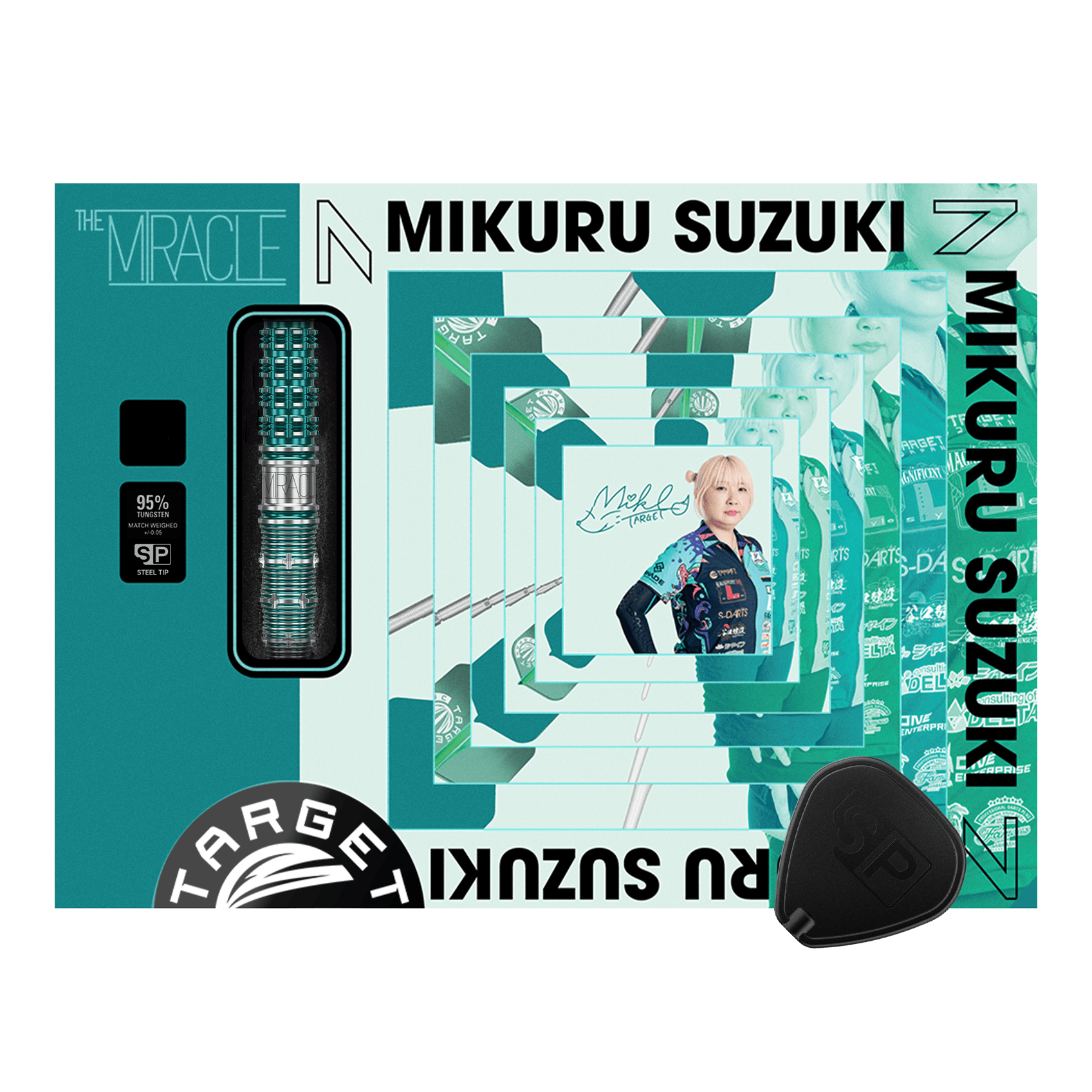 Hier sieht man Target Japan Mikuru Suzuki The Miracle GEN7 Swiss Point Steeldarts - 23g. Die Steeldarts beeindrucken durch ihre Form und Verarbeitung.