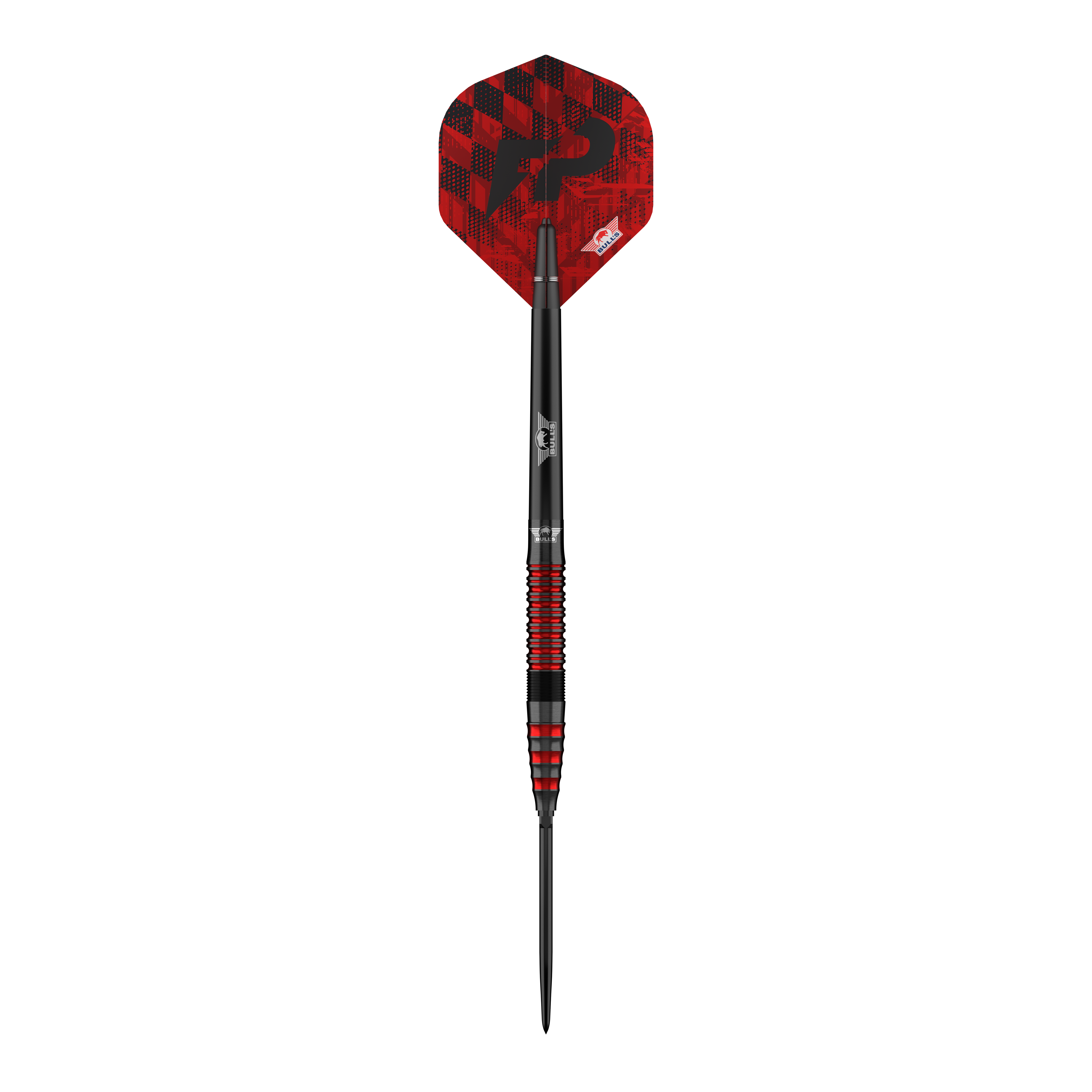 Abgebildet ist das Set Bulls NL Florian Preis 90 Convertible Point Steeldarts. Die Darts wirken hochwertig.