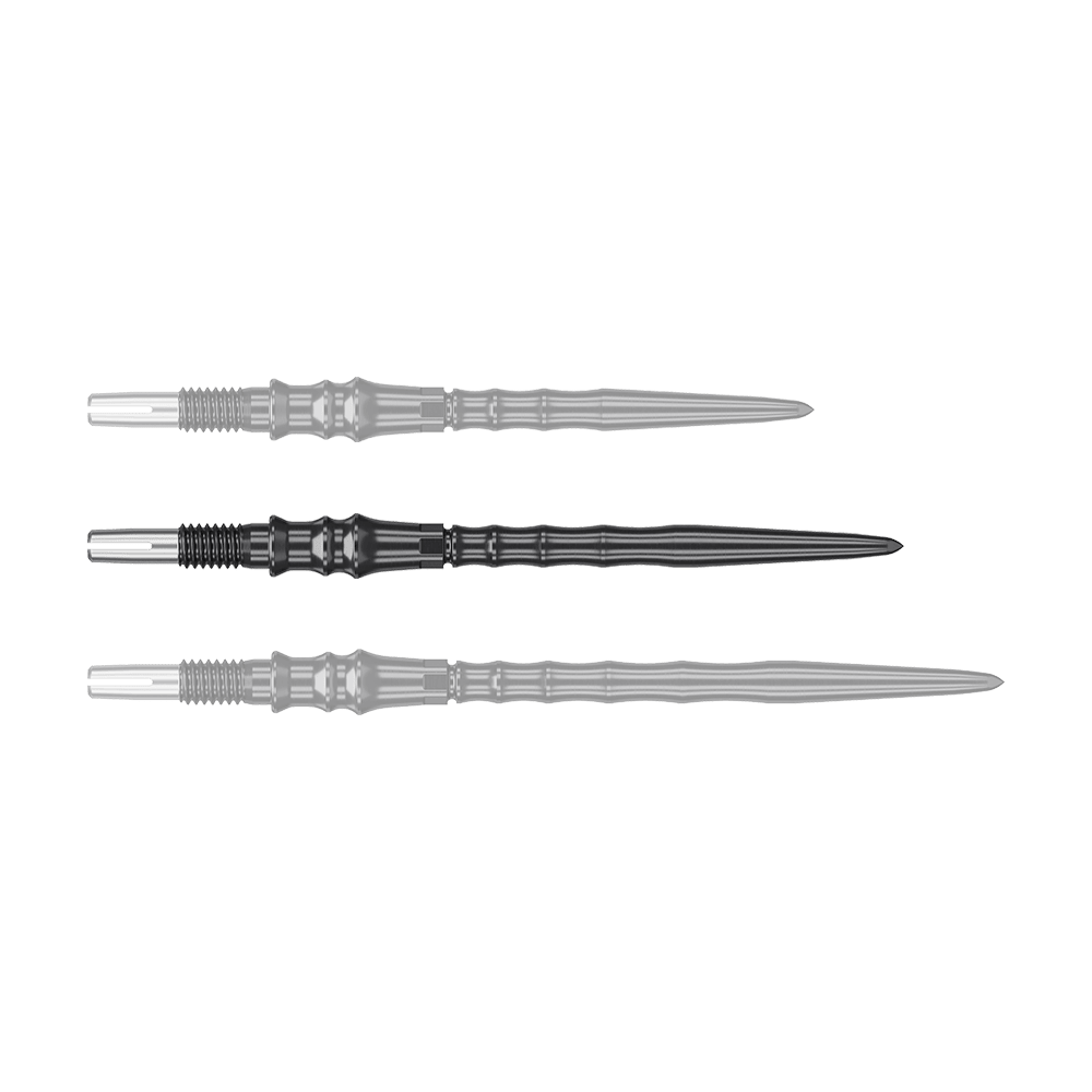 Target Japan Premium Swiss Point Steel Dart Tips - Black Abgebildet sind schwarze Steeldartspitzen, SwissPoint, 35 mm von Target Japan Premium. Das Bild zeigt die Dartspitzen im Detail.