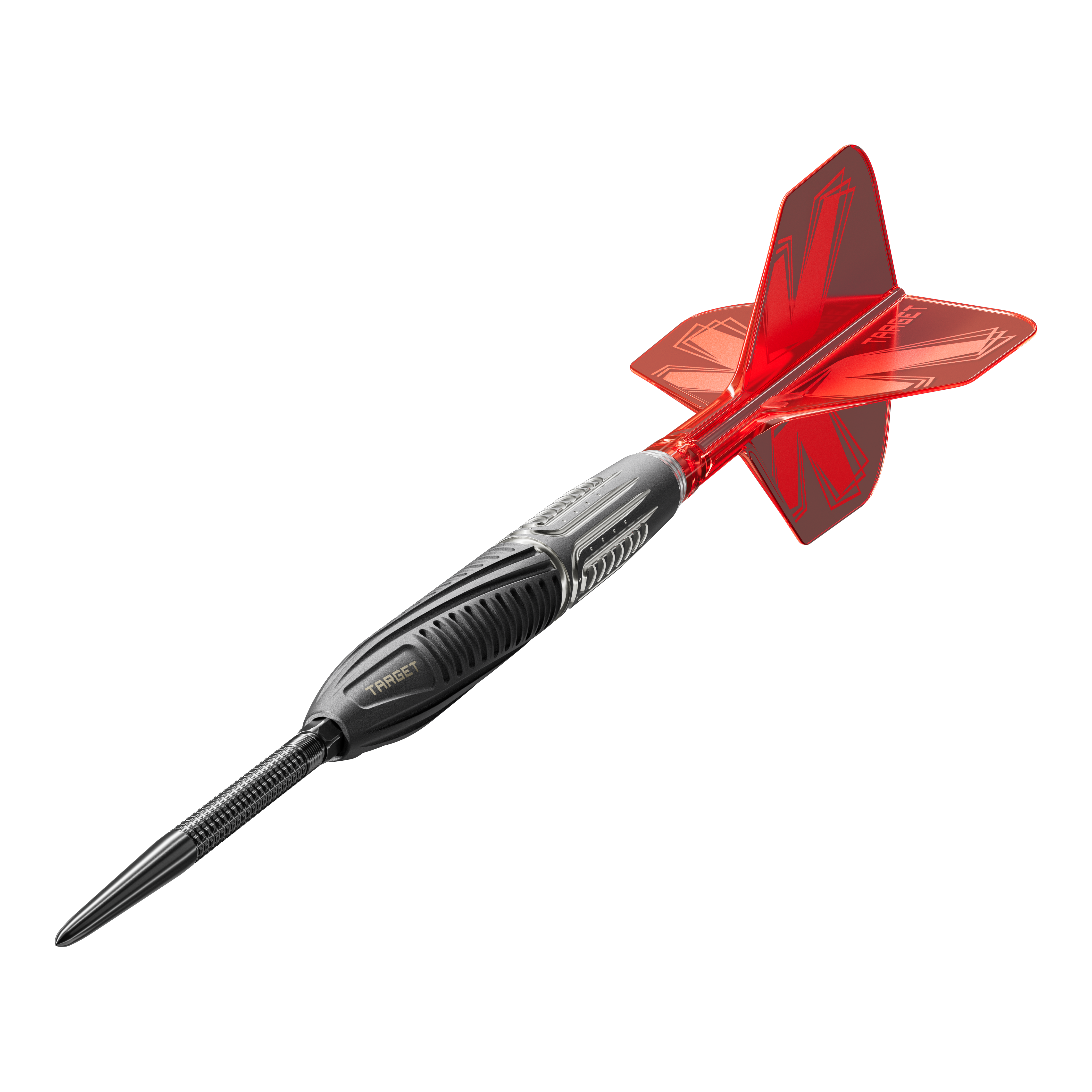 Šipky Target Shift Swiss Point ocelové Das Bild zeigt die Target Shift Swiss Point Steeldarts. Die Details der Spitzen und Griffflächen sind deutlich erkennbar.