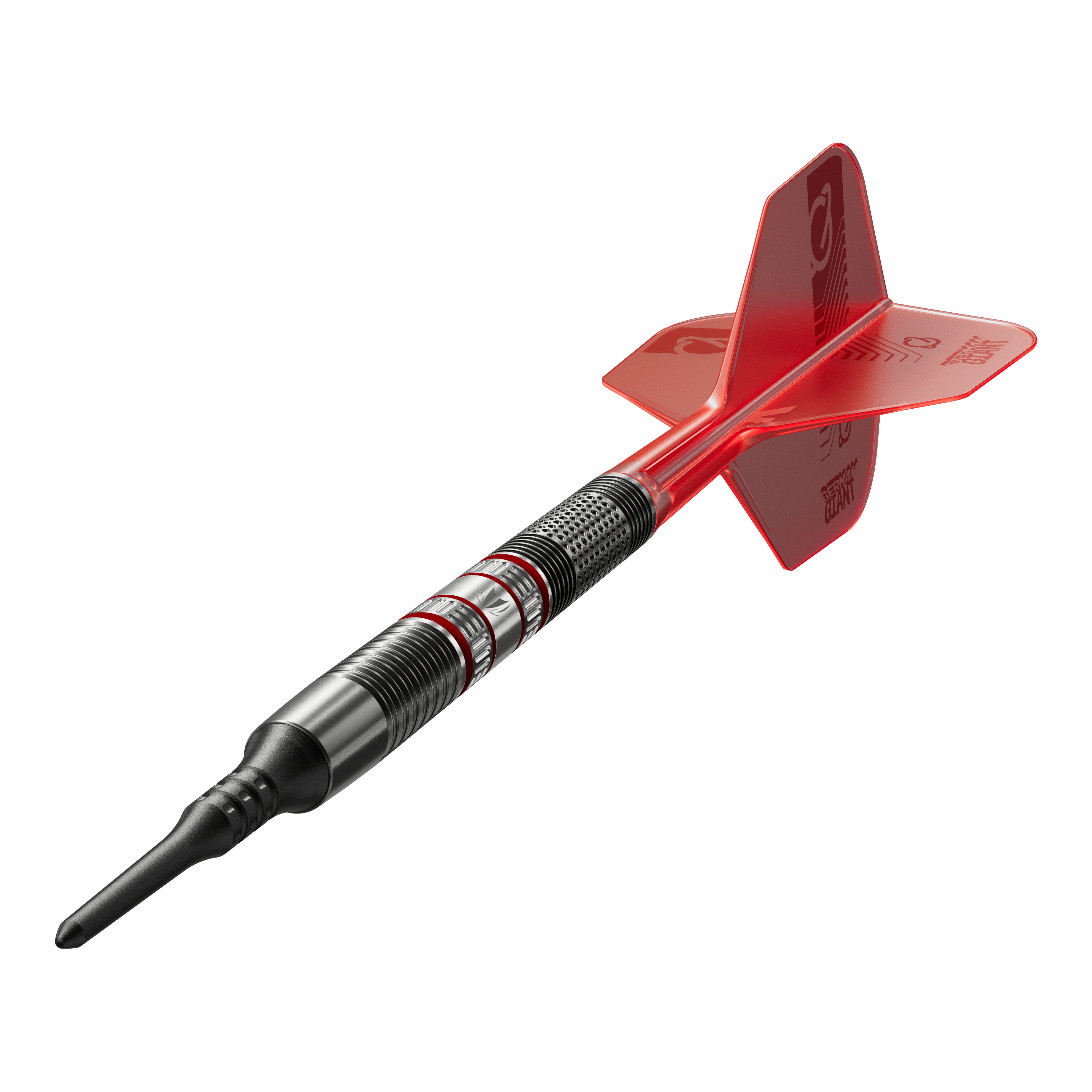 Target Gabriel Clemens 95K Softdarts - 19g Dies ist ein Target Gabriel Clemens 95K Softdart mit einem Gewicht von 19g. Der Dartpfeil hat ein schwarzes Barrel mit roten und silbernen Akzenten sowie einen roten Flight.