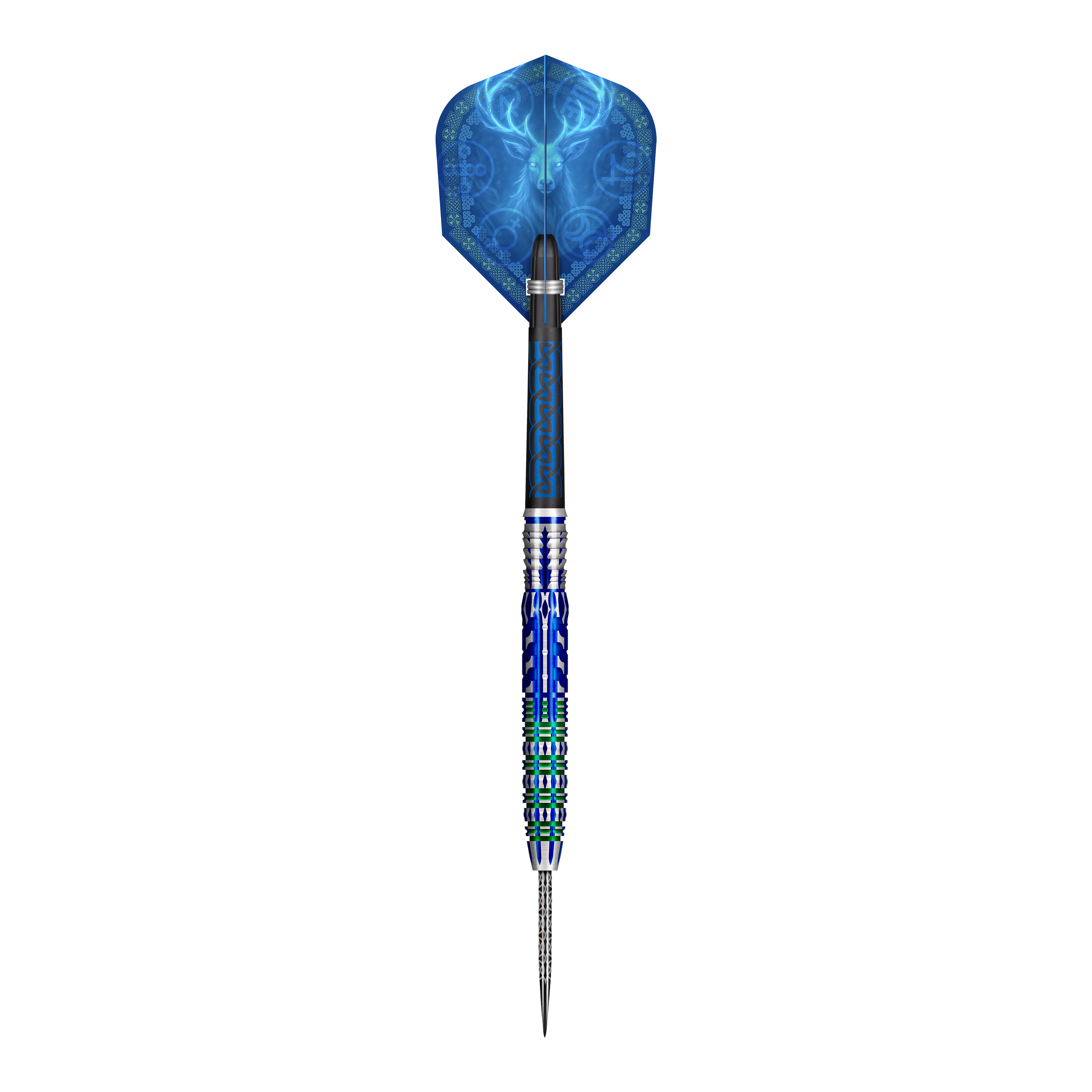dardos de acero Shot Celt Merlin Zu sehen ist das Produkt Shot Celt Merlin Steeldarts. Ein Steeldart ist aus nächster Nähe abgebildet.