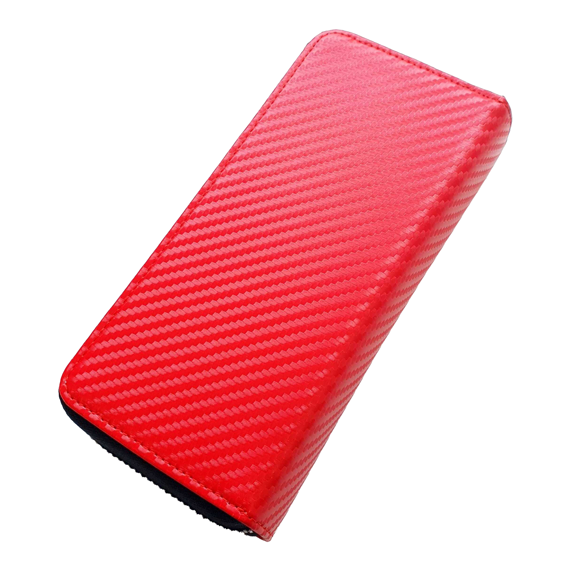 Cameo Business Case Pro3 Das Bild zeigt ein rotes Etui mit einer strukturierten Oberfläche. Es liegt auf einem schwarzen Hintergrund.