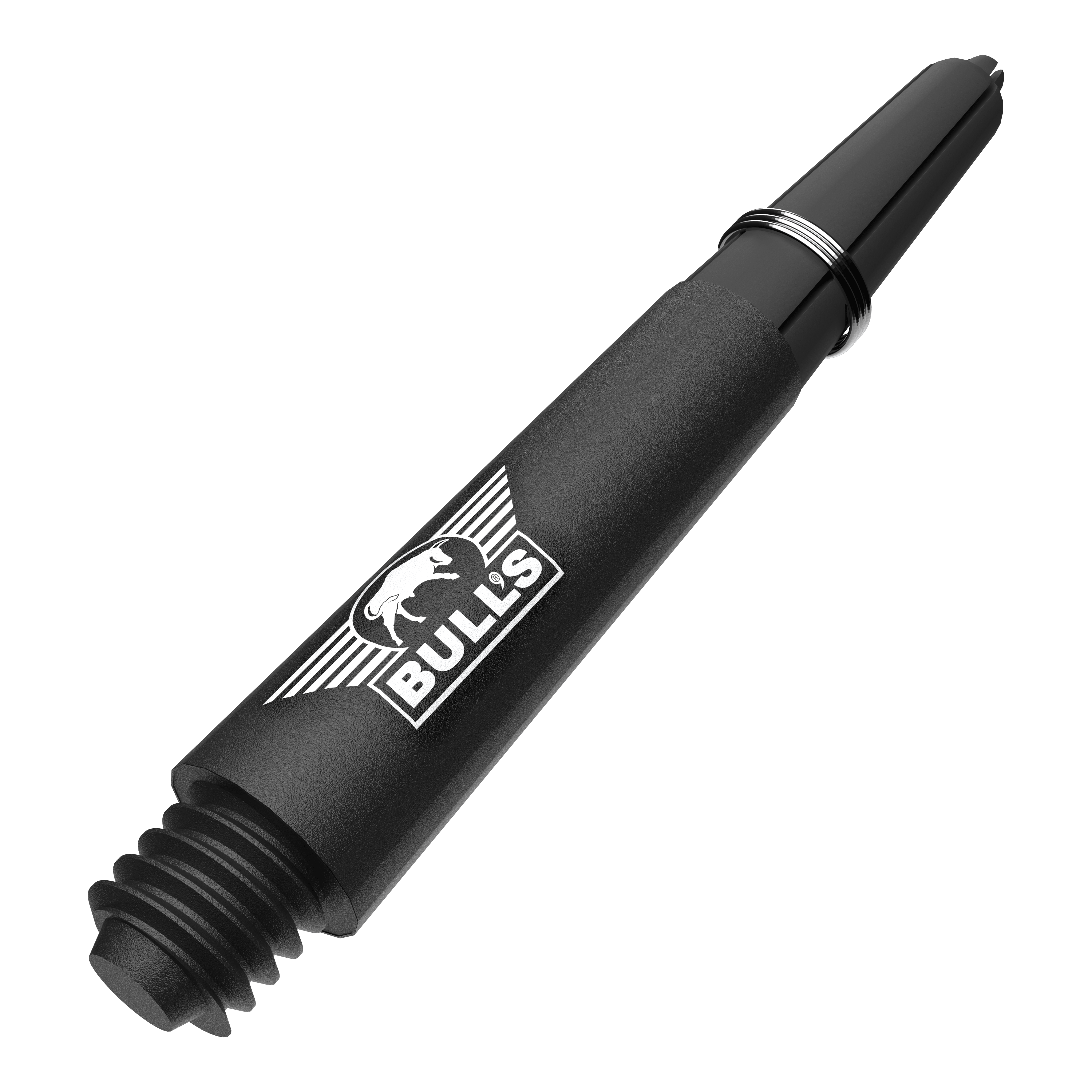 Bulls NL Capo Carbon Shafts - Schwarz Ein Bild mit dem Dateinamen BU55340_BullsNL_Capo_Carbon_Shafts_Schwarz_Short_34mm_2. Abgebildet ist wahrscheinlich ein zweiter kurzer schwarzer Carbon-Shaft für Darts.