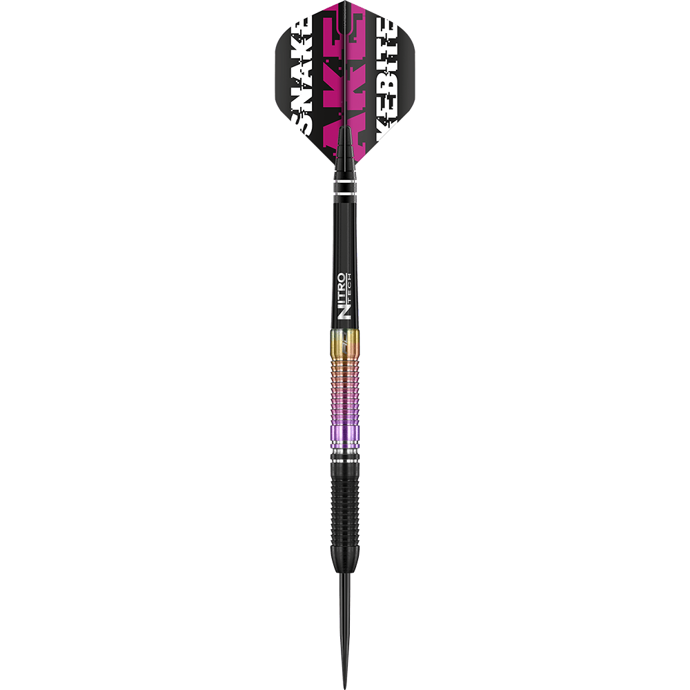 RD2173_RedDragon_Peter-Wright_Snakebite_World_Champion_2020_Edition_Steeldarts_12o1BjSzn1tdKU Auf dem Bild ist ein Steeldart der Marke Red Dragon zu sehen, Modell "Peter Wright Snakebite World Champion 2020 Edition". Der Dart hat ein farbiges Griffstück und einen Flight mit der Aufschrift "Snakebite".