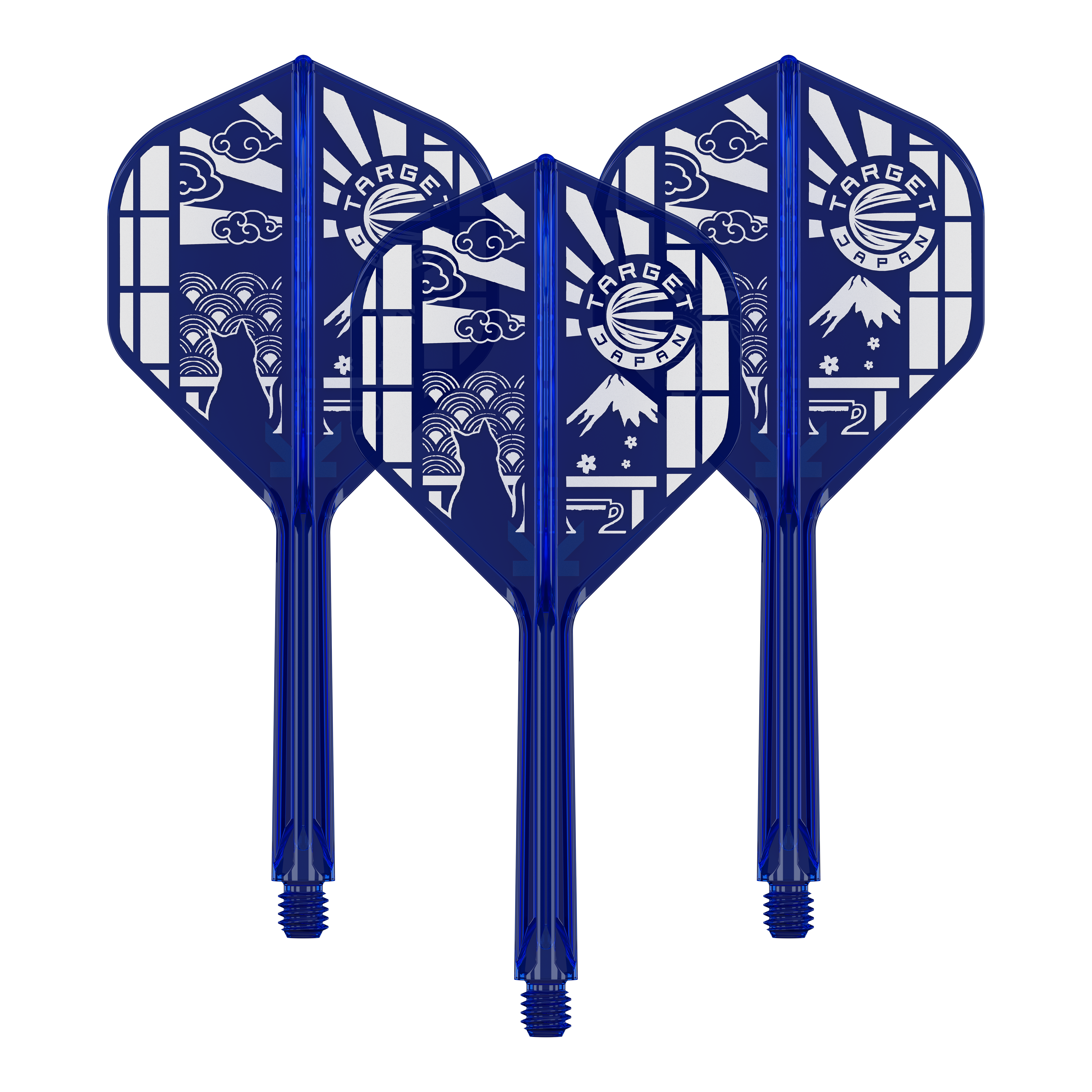 Target Japan K-Flex Blue Limited No2 Standard Flights Ein Set von Target Japan K-Flex Blue Limited No2 Flights 33mm wird dargestellt. Das Set zeigt blaue Dartflights.