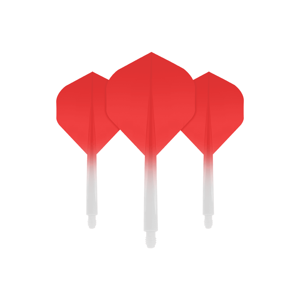 CO-0029_Condor_Axe_Gradient_Red_Standard_Flights_Medium_1 Das Bild zeigt drei rote Dart-Flights mit einem Farbverlauf nach unten hin. Die Flights sind mittig angeordnet und heben sich deutlich vom weißen Hintergrund ab.