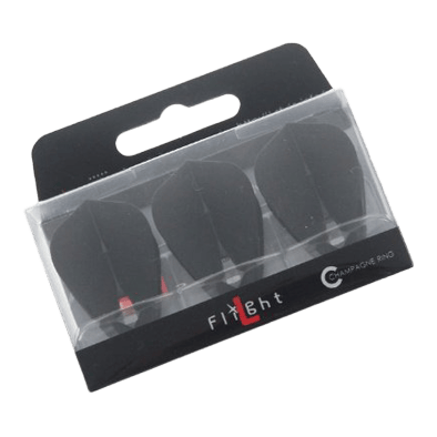 L-Style Champagne L4PRO Kite Flights Das Bild zeigt eine Verpackung mit drei schwarzen Dart-Flights. Die Verpackung ist durchsichtig und trägt die Aufschrift „L-Style Flight“.