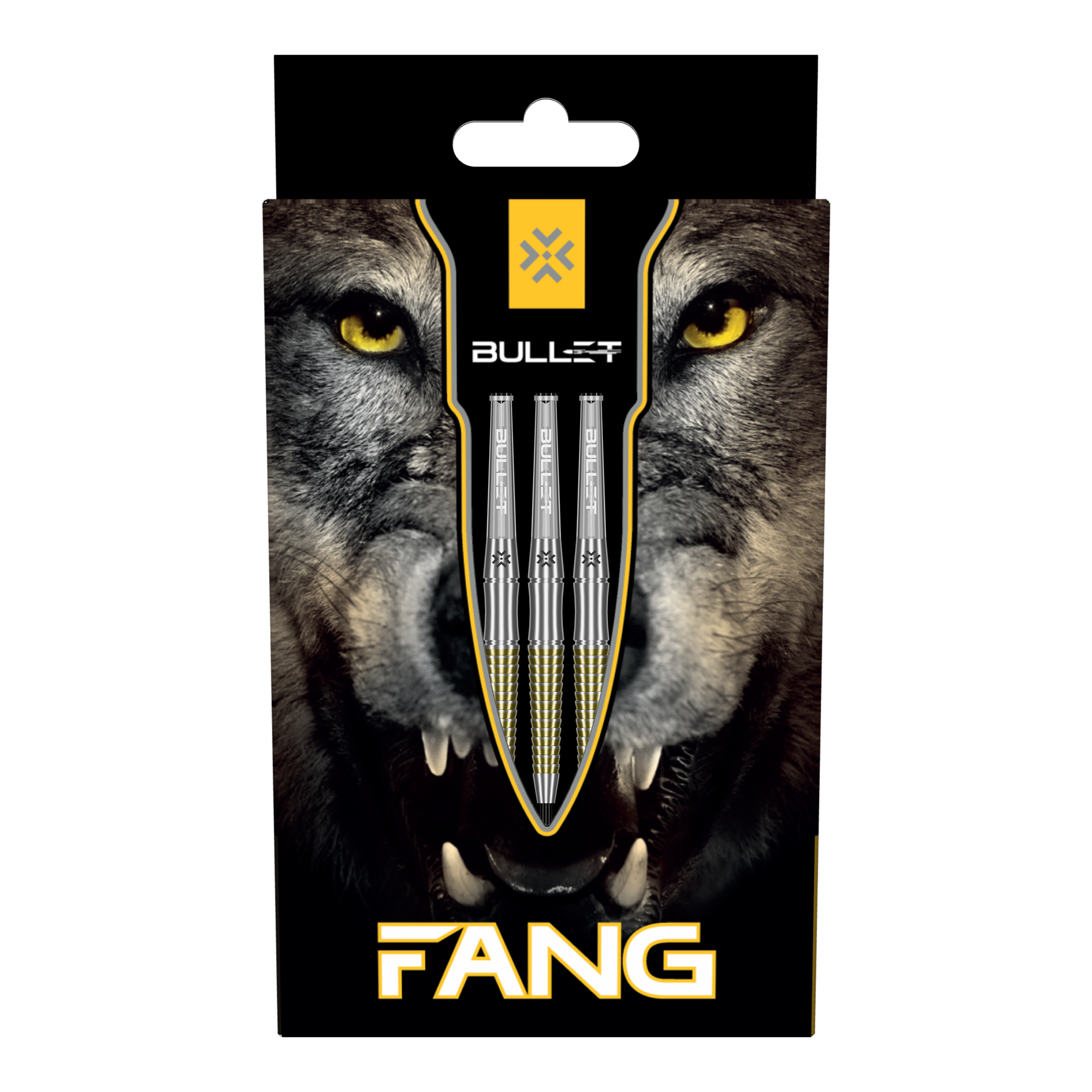 Ocelové šipky Bullet Fang Das Bild zeigt die Bullet Fang Steeldarts. Die Steeldarts sind detailliert abgebildet.