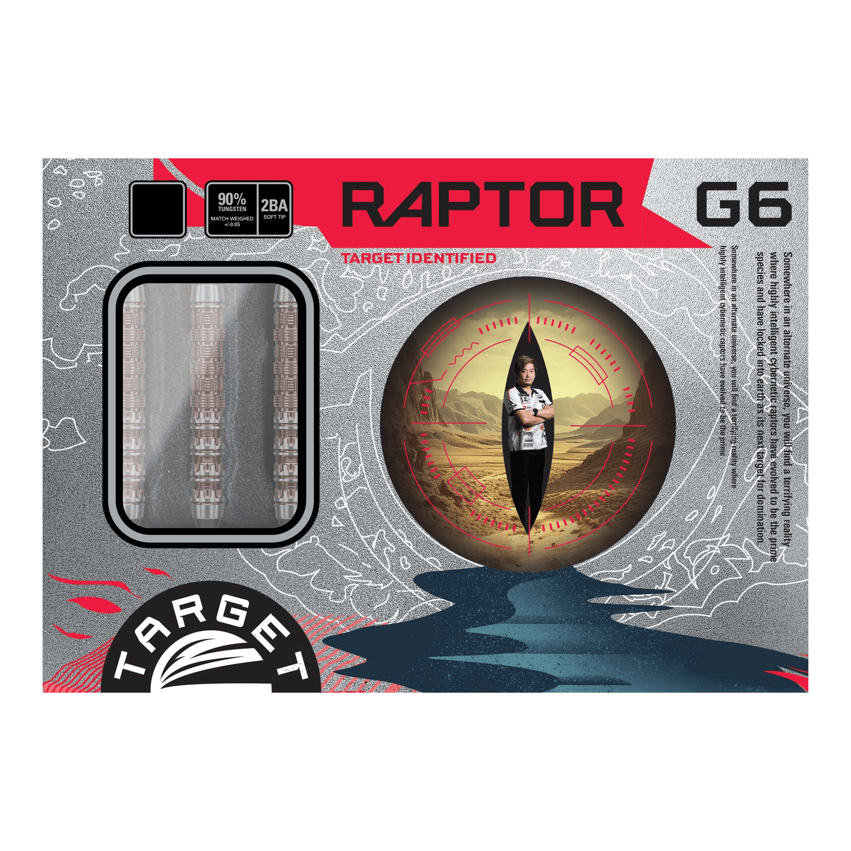 Target Japan Prime Series George Nishitani Raptor GEN6 Freccette morbide - 19,5 g Target Japan Prime Series George Nishitani Raptor GEN6 Softdarts mit 21,5g Gewicht sind dargestellt. Diese Darts bieten eine hochwertige Qualität.