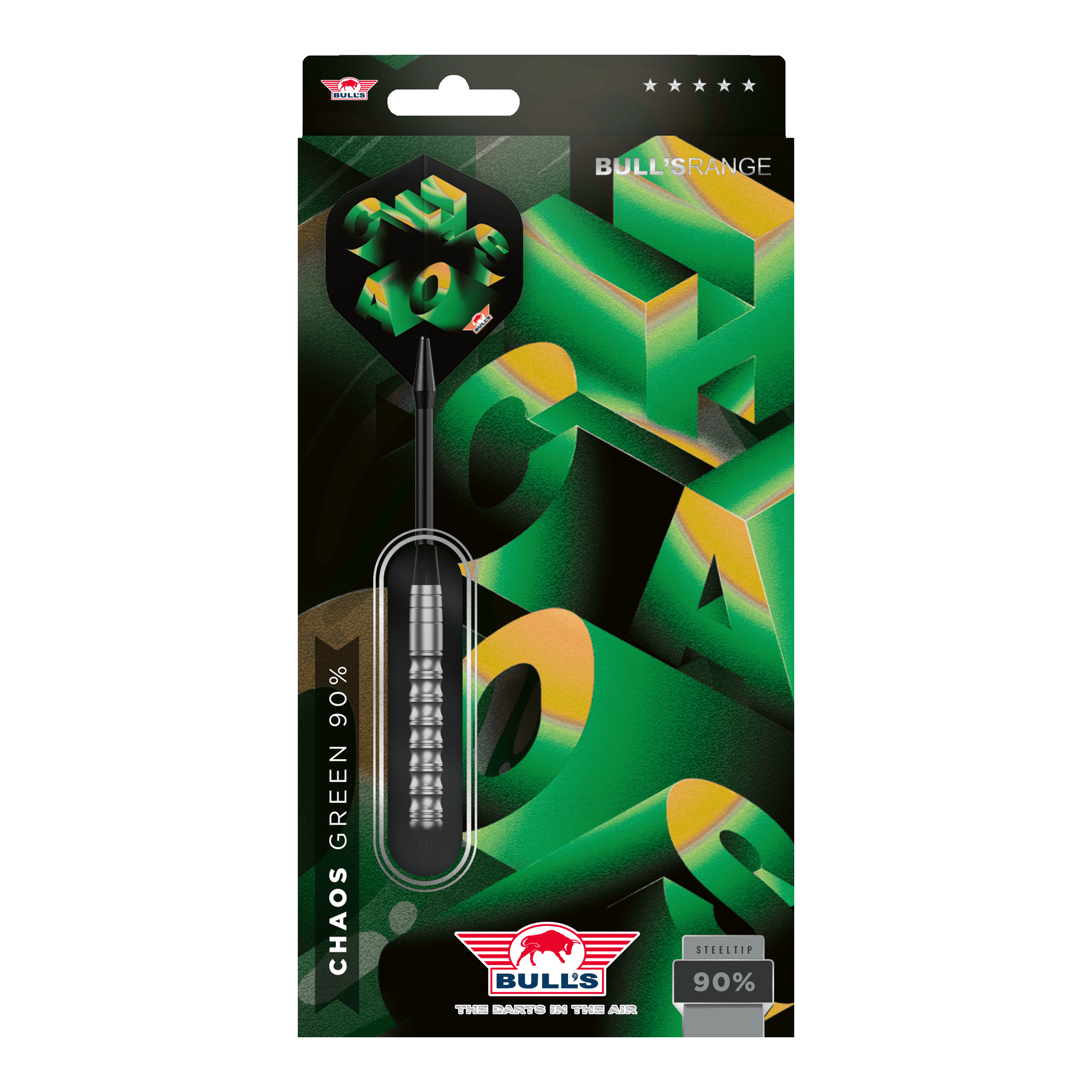 Dardos Bulls NL Chaos de acero verde - 24 g Hier sind die Bulls NL Chaos Green Steeldarts - 24g abgebildet. Die Darts sind grün und eignen sich für Steel-Dartspiele.
