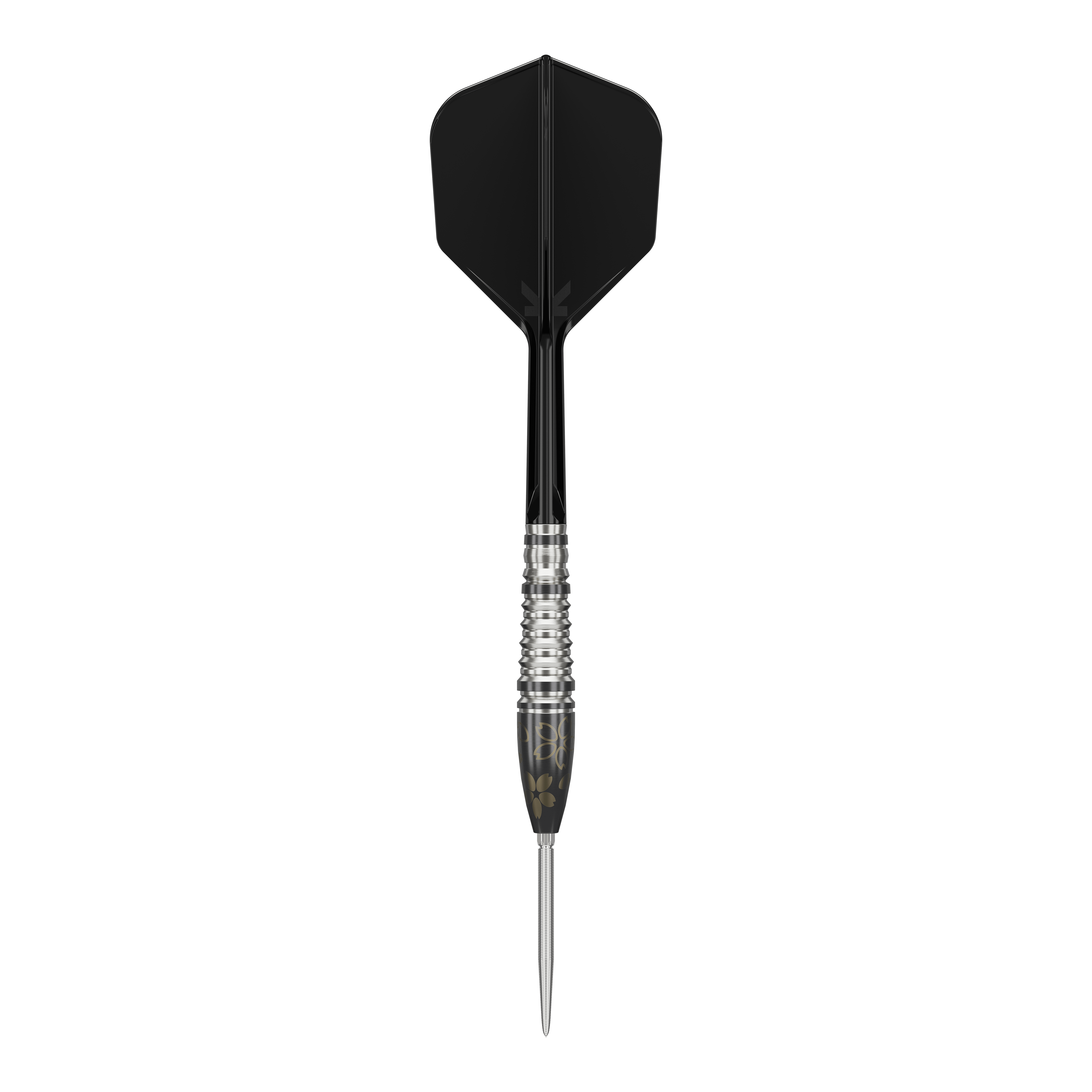 Dardos de acero Target Japan Junya Koikawa Charm Smash GEN3 Swiss Point - 23 g Das Bild zeigt einen Target Japan Junya Koikawa Charm Smash GEN3 Swiss Point Steeldart mit 23g Gewicht. Der Dartpfeil hat ein elegantes Design mit einem schwarzen Schaft und silbernen Ringen am Barrel.