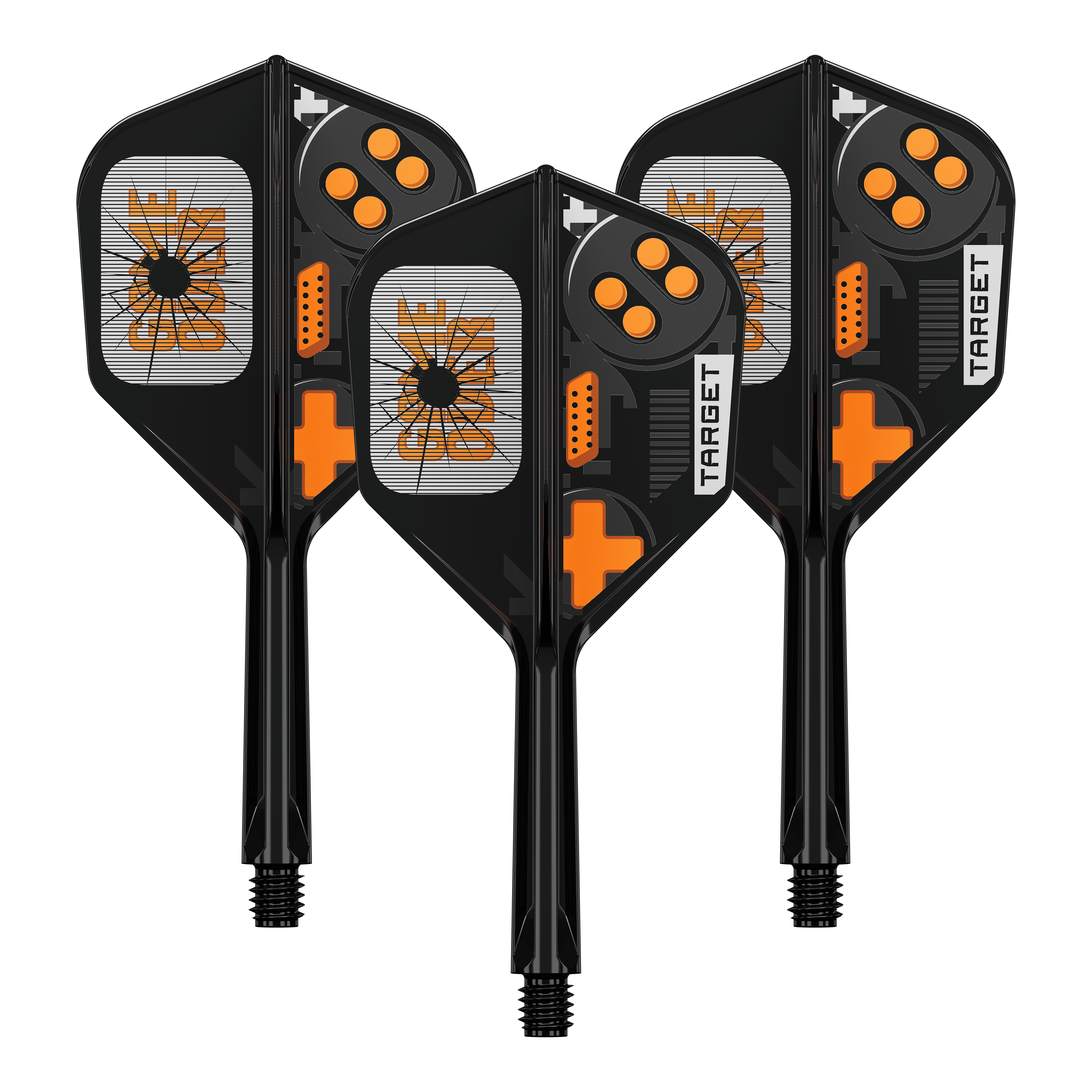 Das Bild zeigt ein Set von Dart Flights. Es handelt sich um das Modell 410577 Target K-Flex GameOver No6 Flights 26mm 1Set.