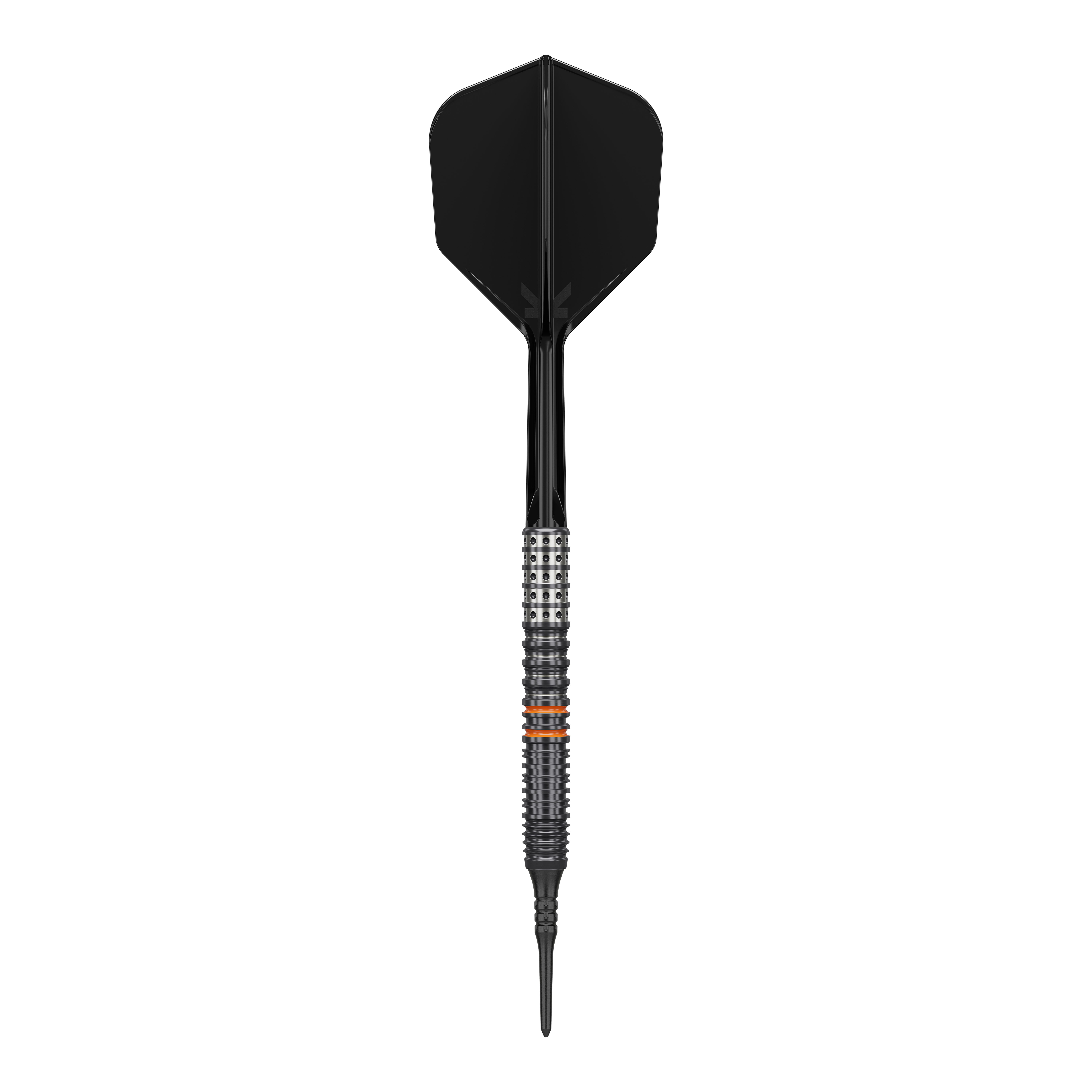 Fléchettes souples Target Japan Black Marque Morpheus GEN2 - 19 g Das Bild zeigt einen schwarzen Softdart mit metallischem Griff und feinen Rillen. Es handelt sich um das Produkt "Target Japan Black Marque Morpheus GEN2 Softdarts - 19g".