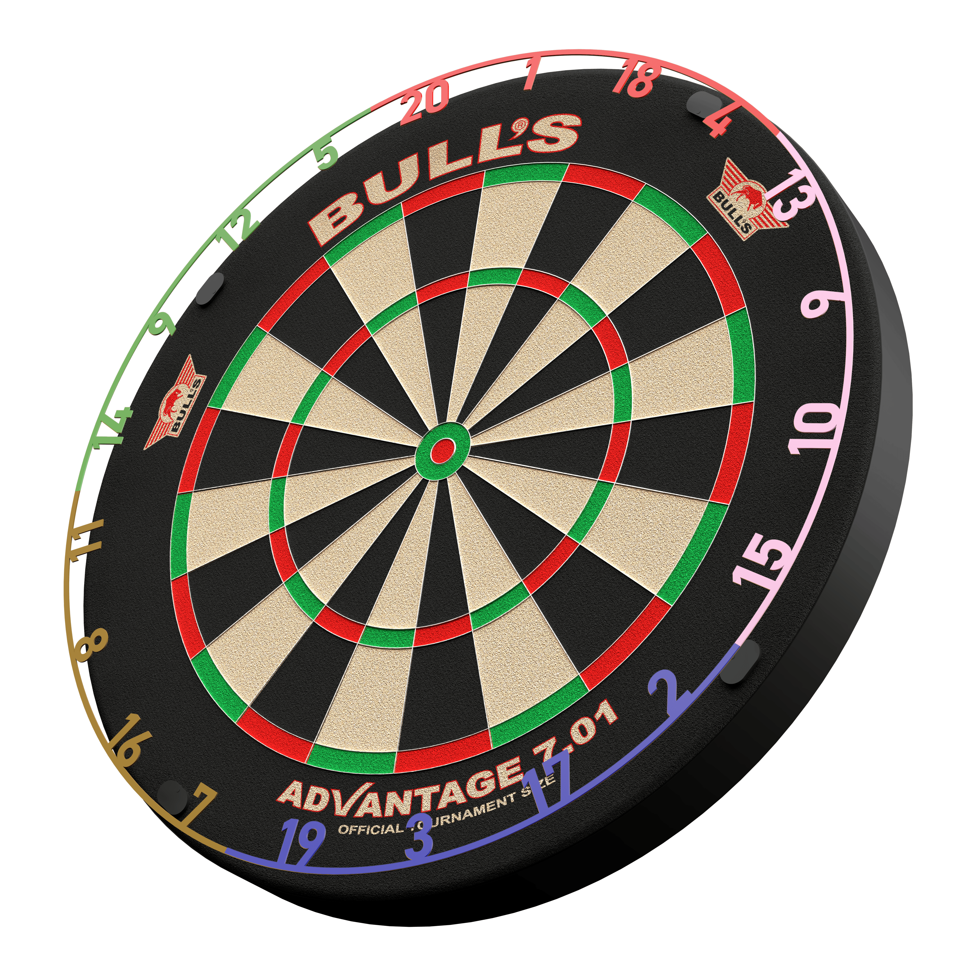 Zu sehen ist das Bulls NL Zahlenring Number Ring Set - 5 Farben. Das Set beinhaltet mehrere bunte Zahlenringe für Dartscheiben.