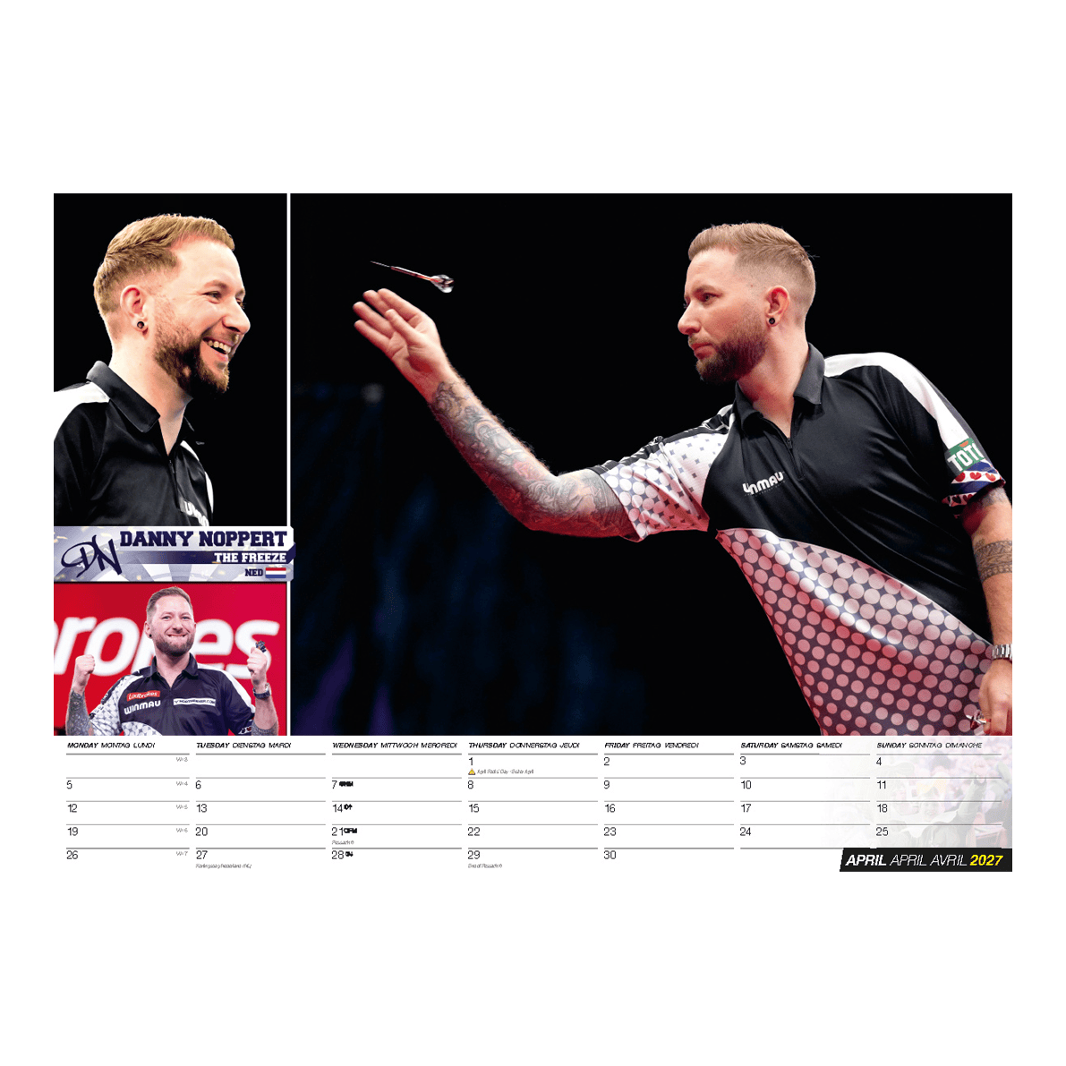 Dartkalender 2027 Darts Kalender 2027 als Produktabbildung. Die Grafik präsentiert einen weiteren Blick auf den Kalender für das Jahr 2027.