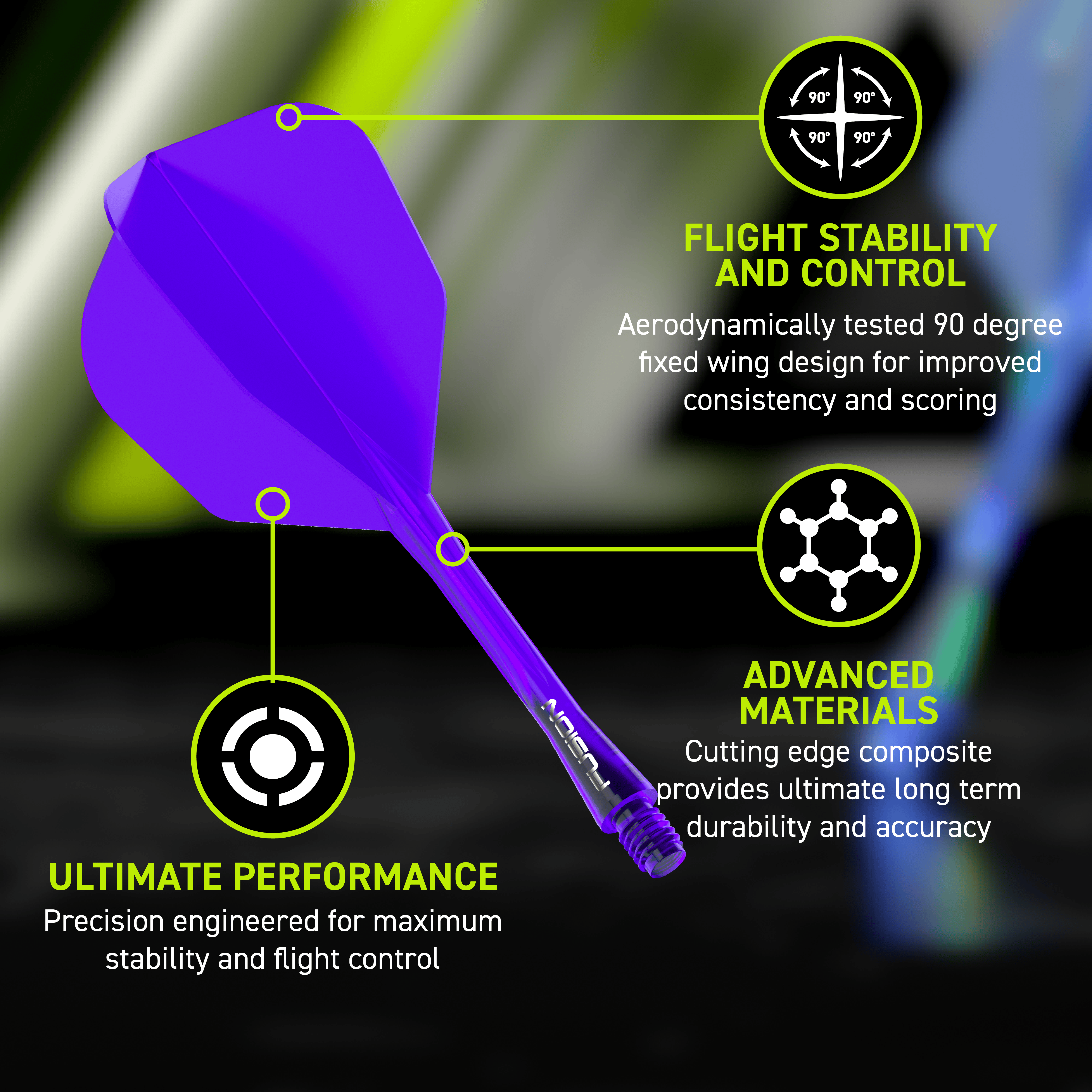 Systém letky Winmau Fusion č. 6 fialový Das Bild zeigt das Winmau Fusion Flight-Shaft-System No6 in Lila. Es verbessert die Flugeigenschaften von Dartpfeilen.