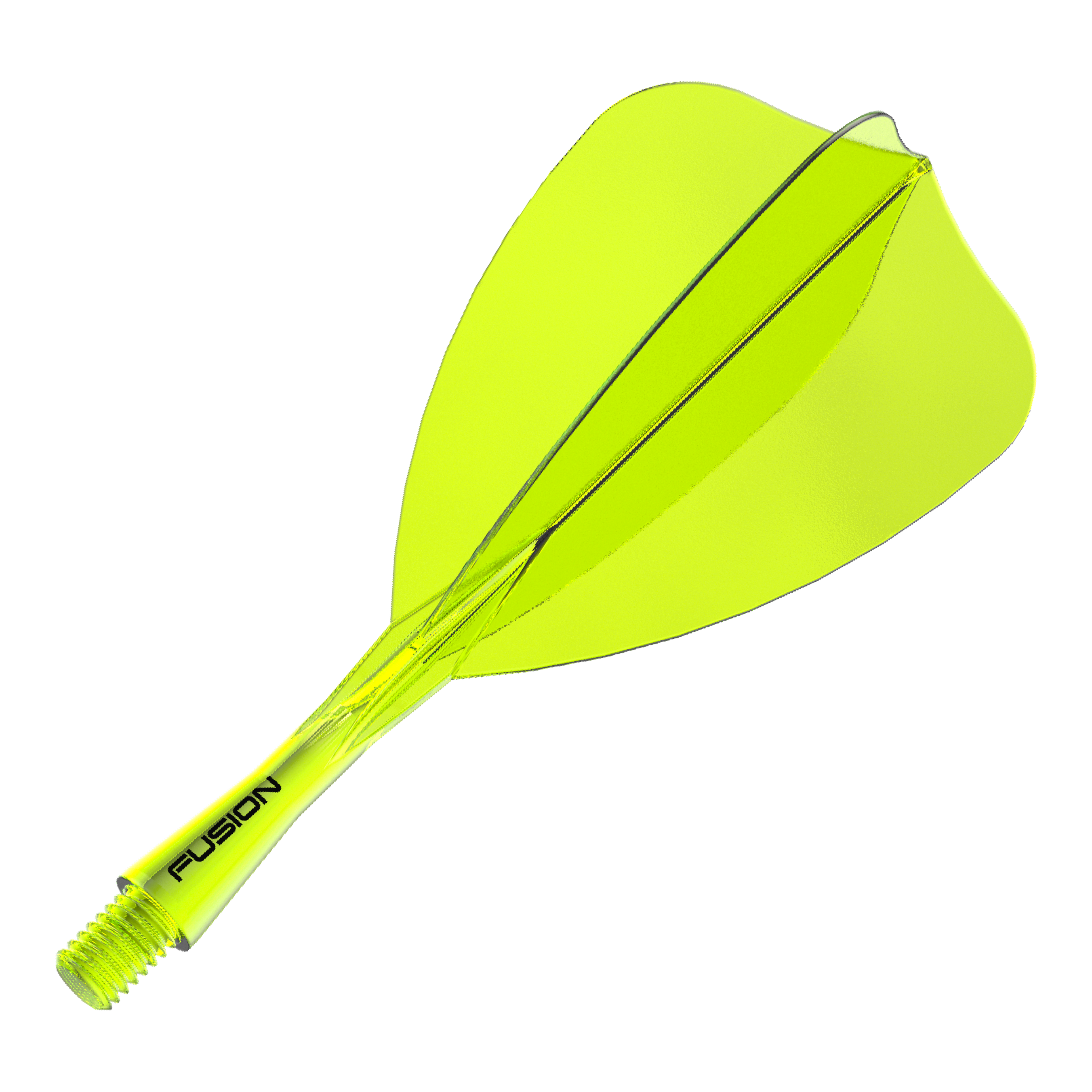 Winmau Fusion Flight Shaft System Freccia Giallo Neon Abgebildet ist ein einzelner neon-gelber Dart-Schaft und -Flight des Winmau Fusion Flight Shaft Systems Arrow 22mm. Dieses Zubehör ist für den Dartsport geeignet.