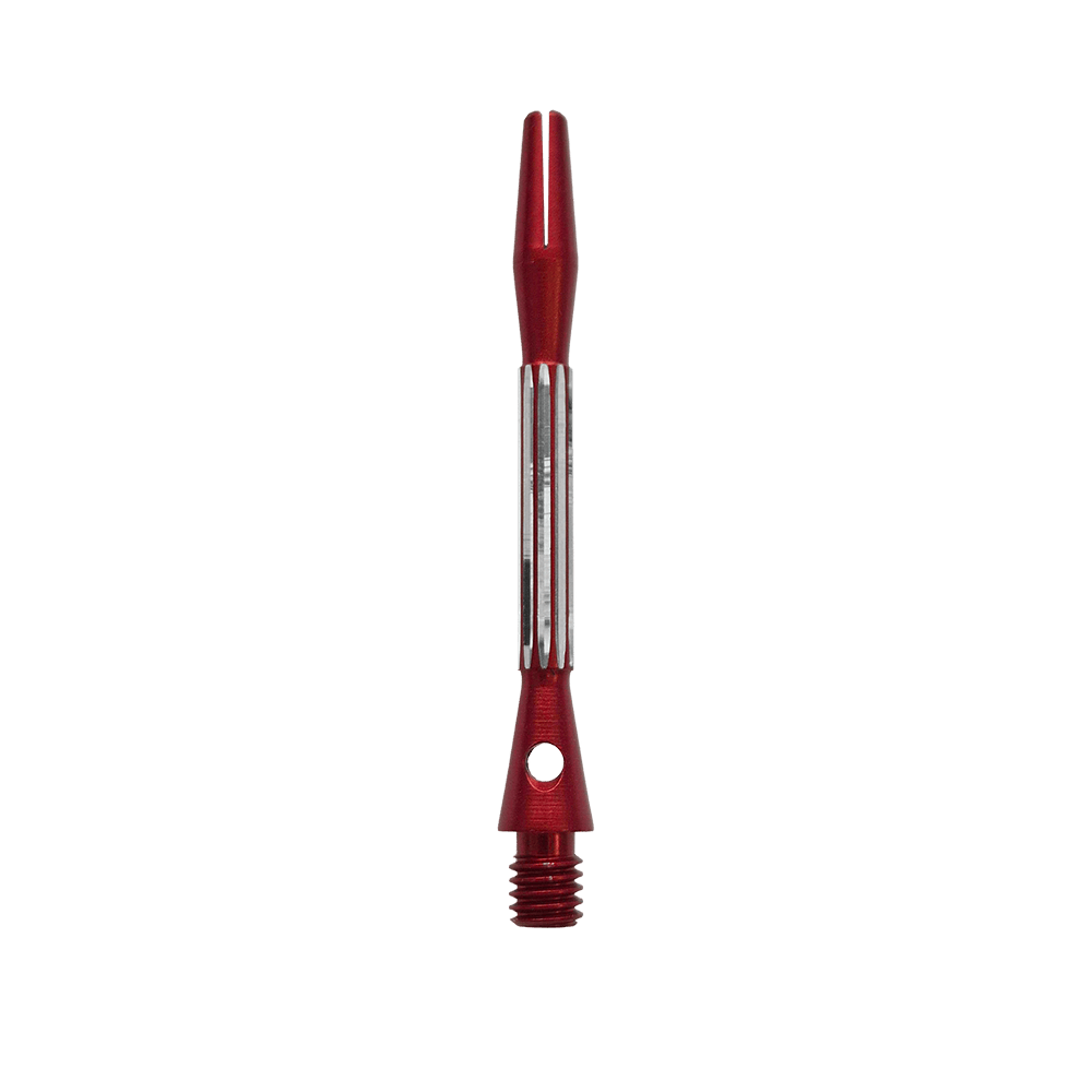 Das Foto zeigt die Bulls NL Flash 2 Aluminium Shafts in Rot, 46 mm lang. Die Shafts sorgen für mehr Haltbarkeit bei Dartpfeilen.