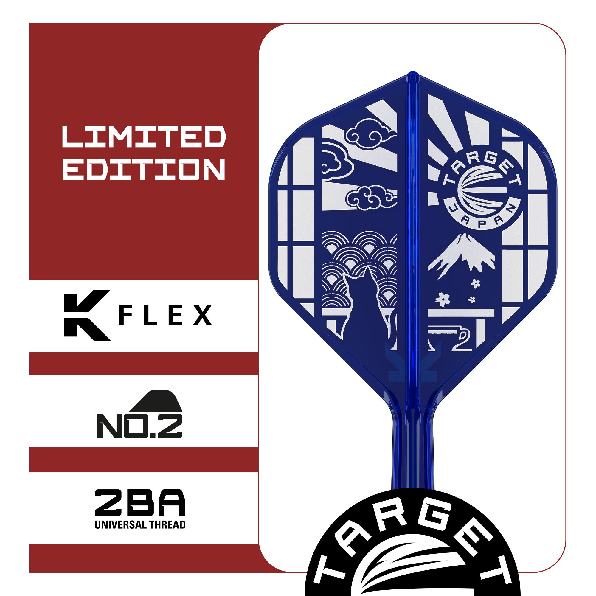 Dieses Bild zeigt die Target Japan K-Flex Blue Limited No2 Standard Flights. Die Flights sind in blauer Farbe gestaltet.