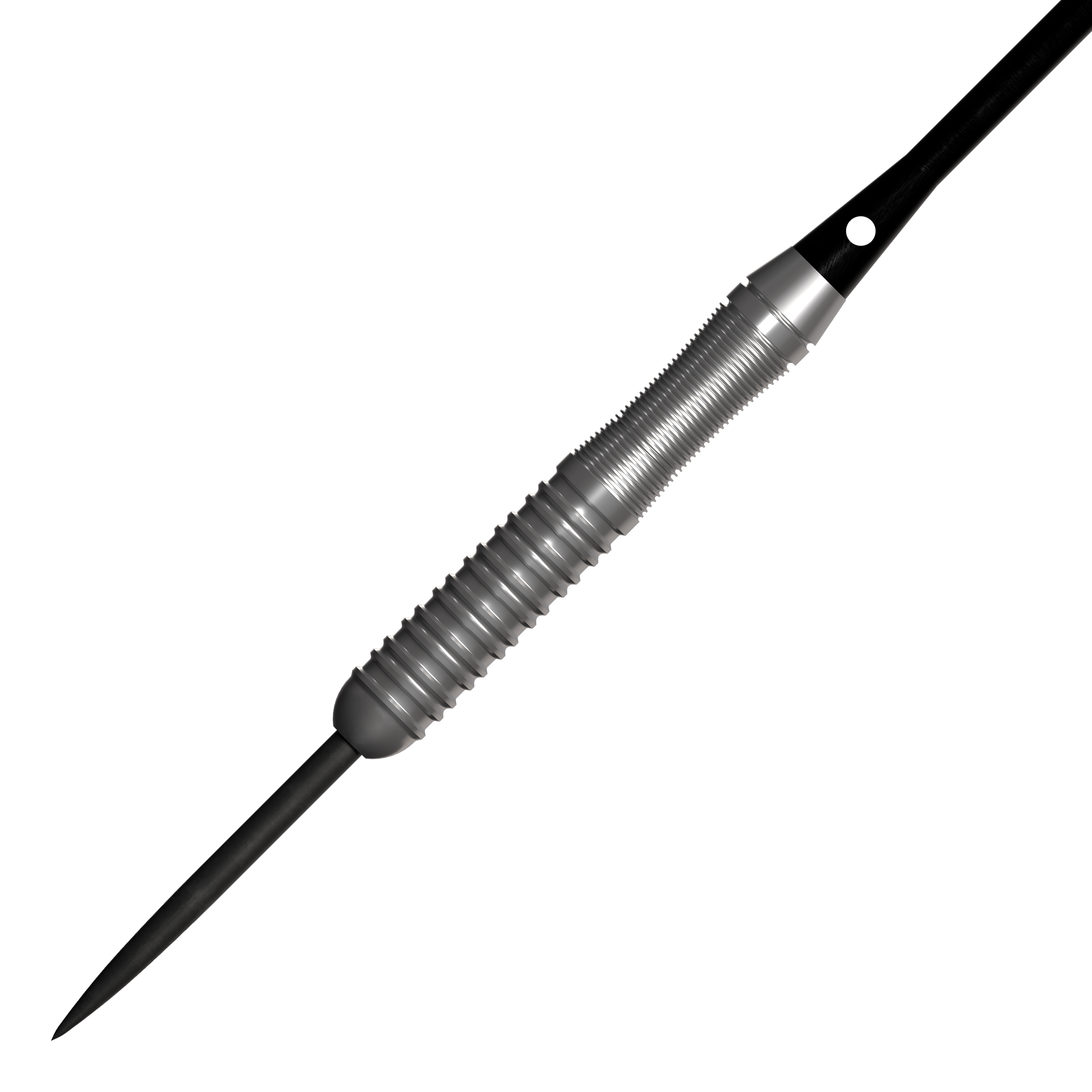 Dardos de acero Bulls NL Lightning Pink Das Bild zeigt einen silbernen Steeldartpfeil mit einem geriffelten Griff. Es handelt sich um das Produkt "Bulls NL Lightning Pink Steeldarts".
