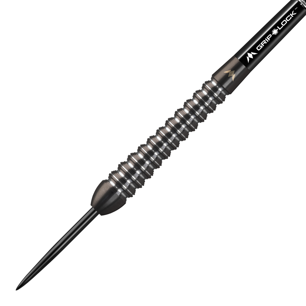 Lotki stalowe Mission Spiro Model 2 - 22g Dies ist ein Mission Spiro Model 2 Steeldart mit einem Gewicht von 22 Gramm. Der Dart hat ein silbernes, gerilltes Barrel und eine schwarze Grip-Lock-Schäfte.