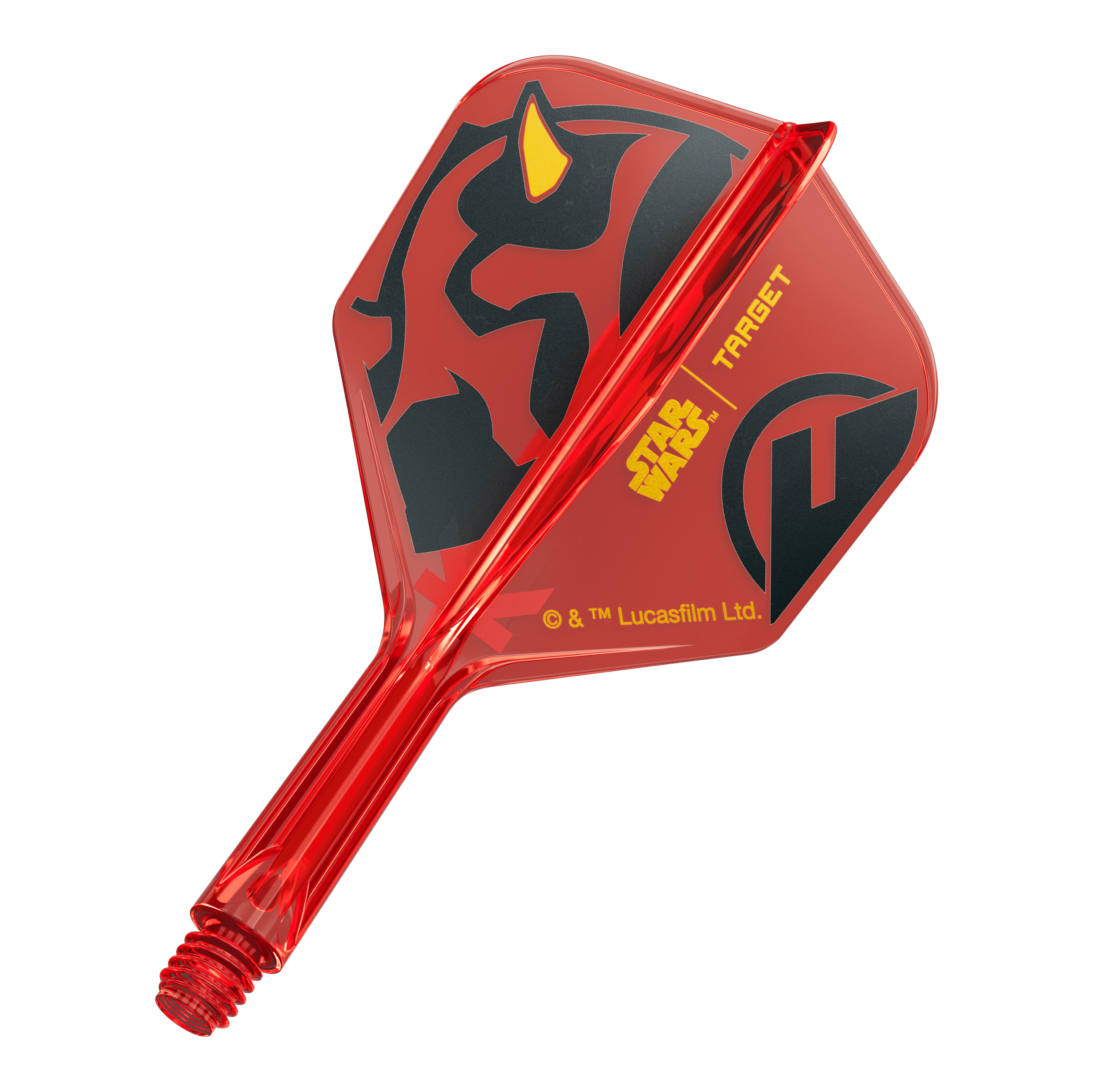 Voli Target Star Wars K-Flex Darth Maul No6 Ein Bild eines Dartflugs, basierend auf dem Dateinamen '410520_Target_StarWars_KFlex_DarthMaul_No6_Flights_Short_19mm_1'. Das Produkt zeigt ein Star Wars Motiv im Darth Maul Design.