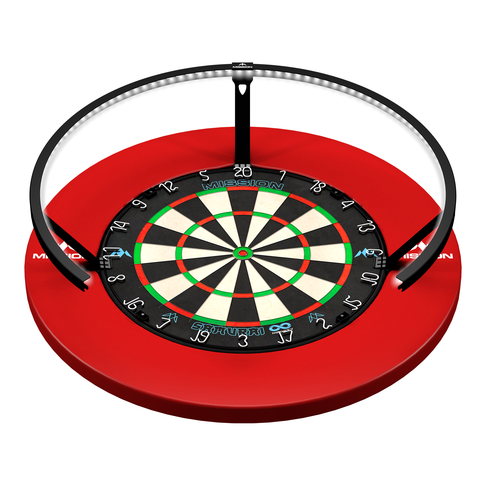 Mission Torus 270 LED Dartboard Lighting - Black Abgebildet ist die Mission Torus 270 LED Dartboard Beleuchtung in Schwarz. Die Beleuchtung sorgt für optimale Ausleuchtung des Dartboards.