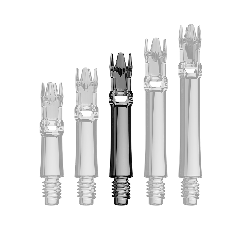 L-Style L-System Replacement Shafts - Clear Black Das Produkt zeigt einzelne Ersatzshafts in durchsichtigem Schwarz. Die Shafts liegen parallel.