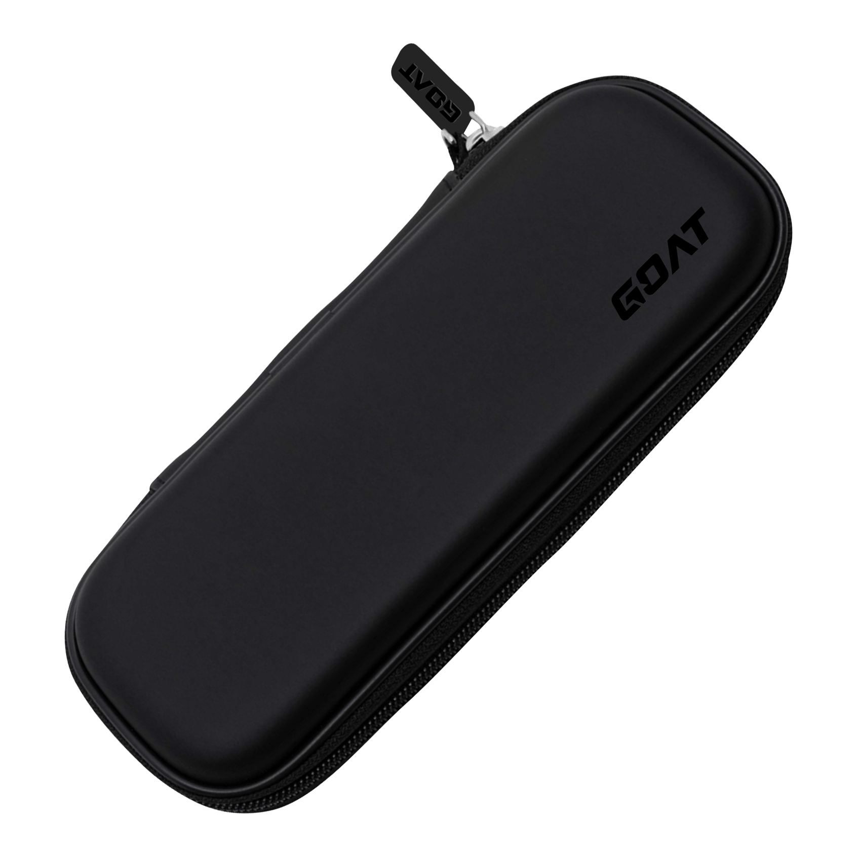 GOAT Locker S Dartwallet Das Bild zeigt ein schwarzes Etui mit Reißverschluss. Auf der Oberfläche steht das Wort "GOAT".