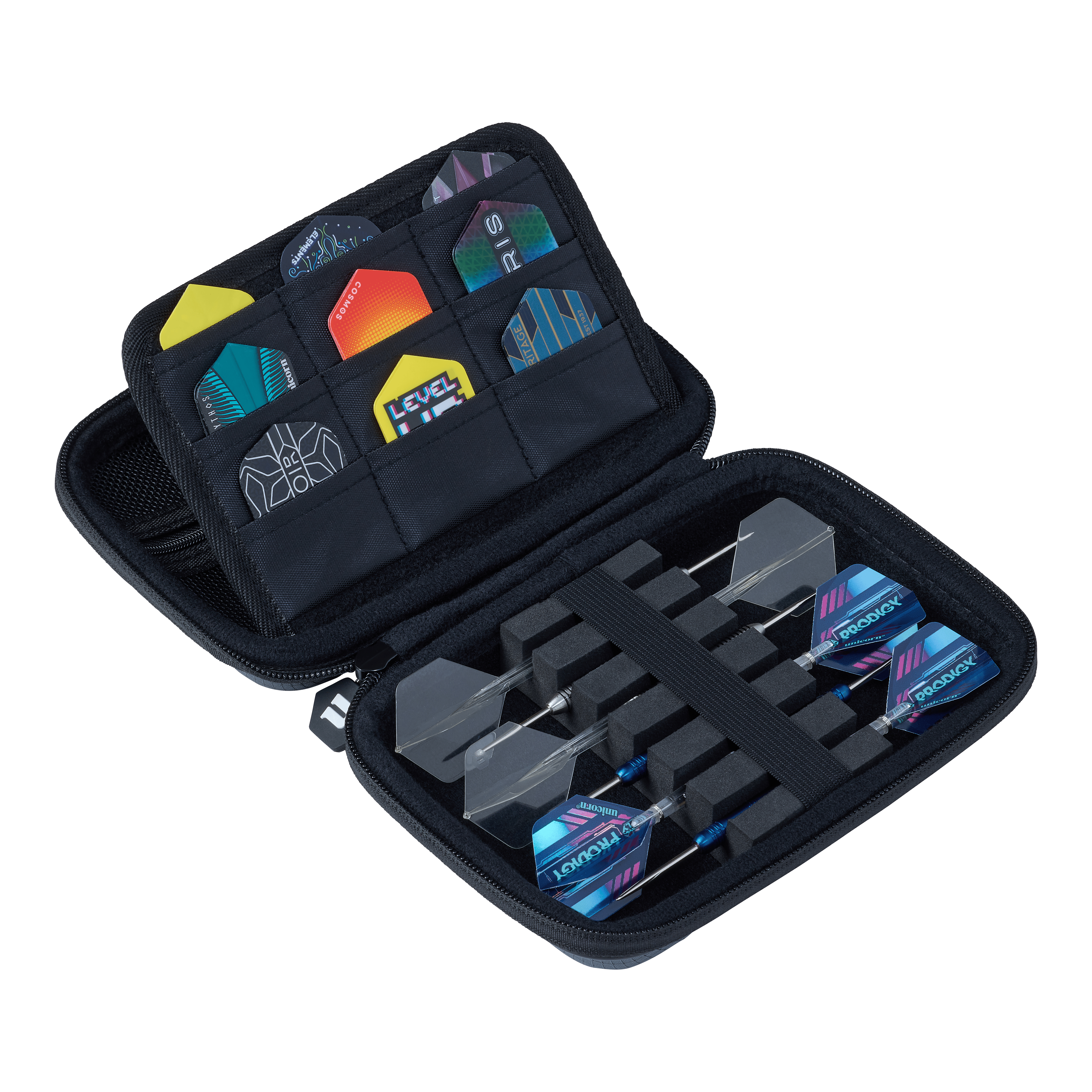 Das Bild zeigt das Unicorn Vanguard Medium Dartcase in der Farbe Grau. Diese Tasche ist robust und eignet sich für Dartspieler.