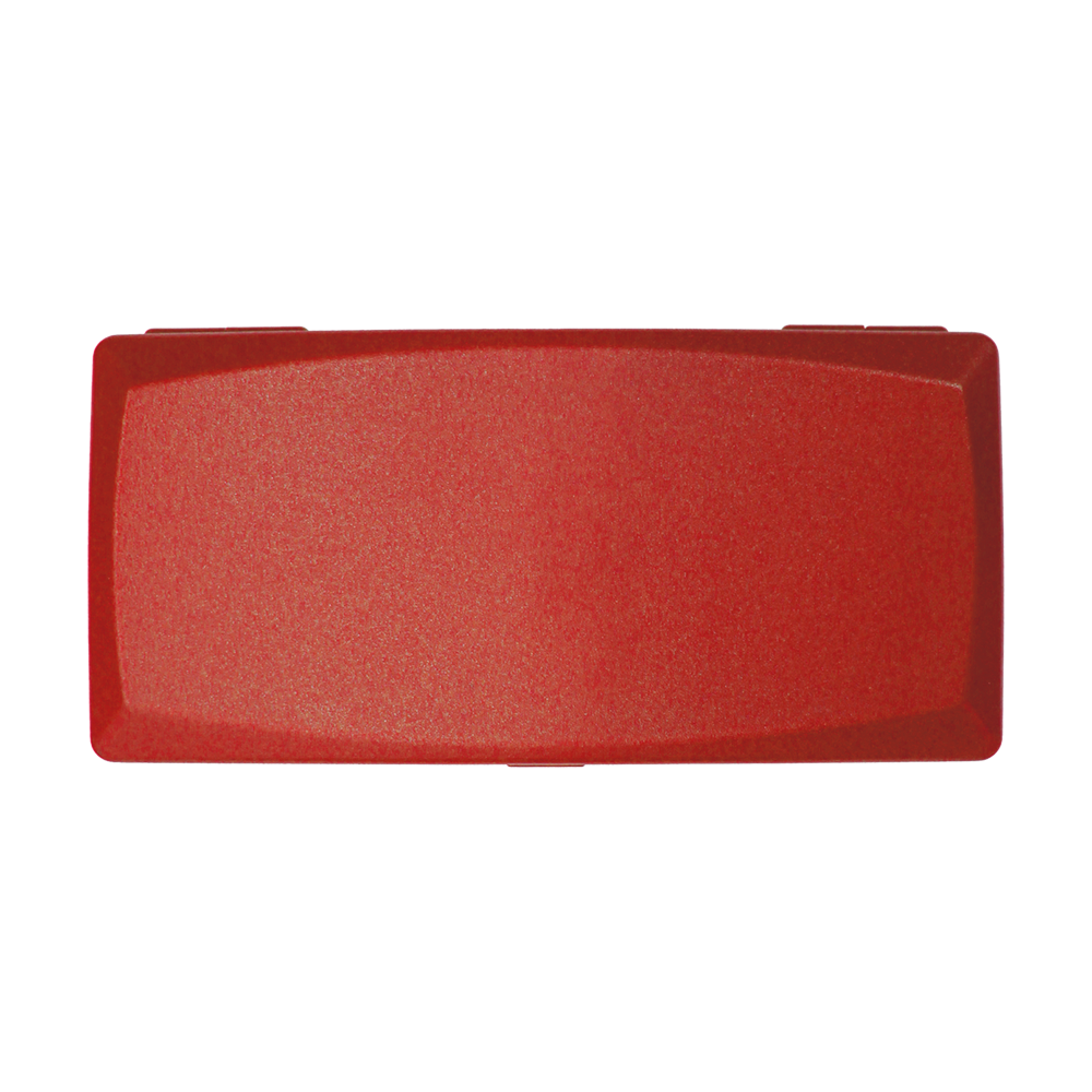 702-rot_ABS_Box_Rot_2 Auf dem Bild ist eine rechteckige, rote Box zu sehen. Die Box ist von oben fotografiert und hat eine glatte Oberfläche.