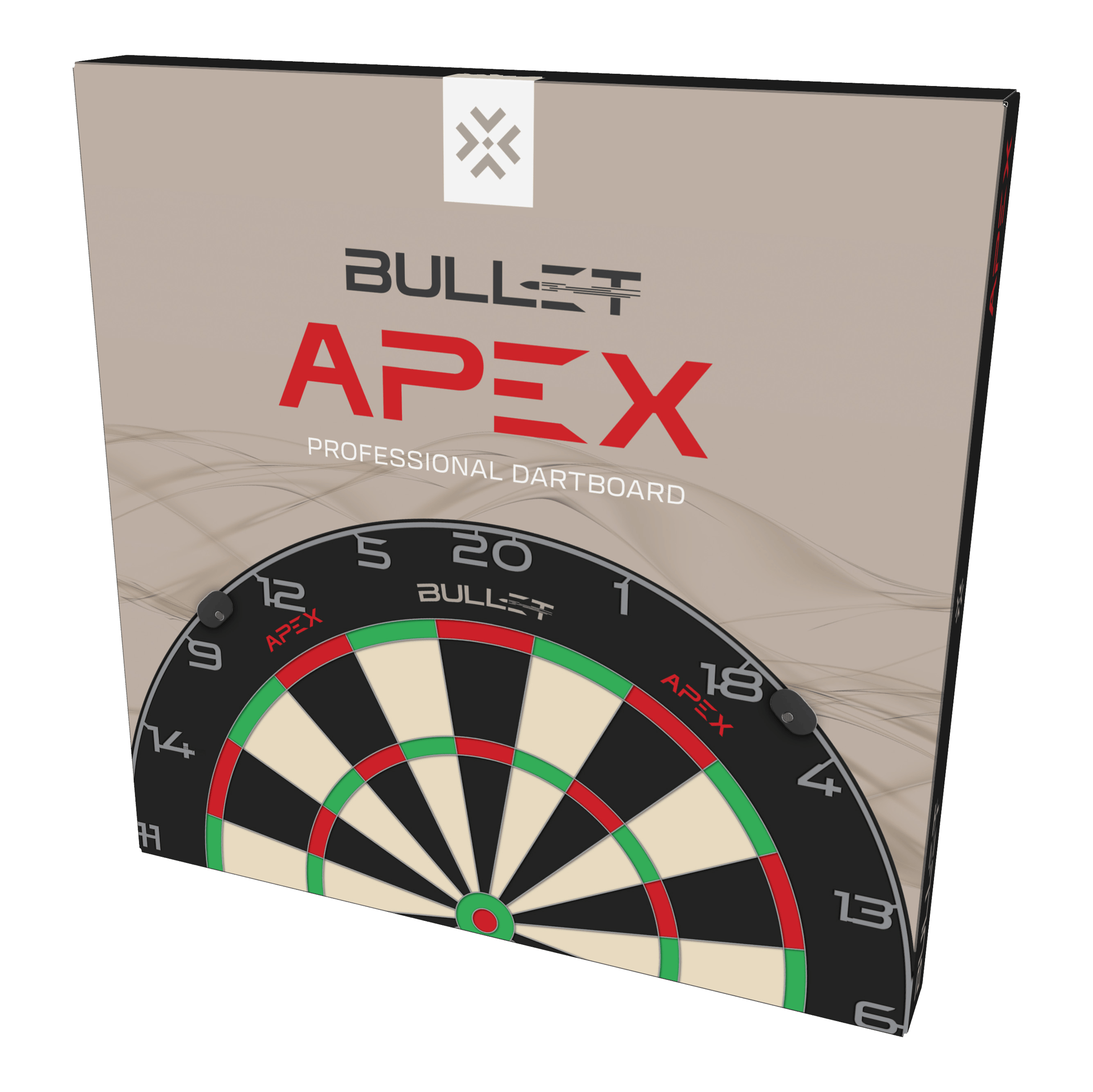 Ocelový terč Bullet Apex Abgebildet ist das Bullet Apex Steeldartboard. Das Produkt wird aus einer anderen Perspektive gezeigt.
