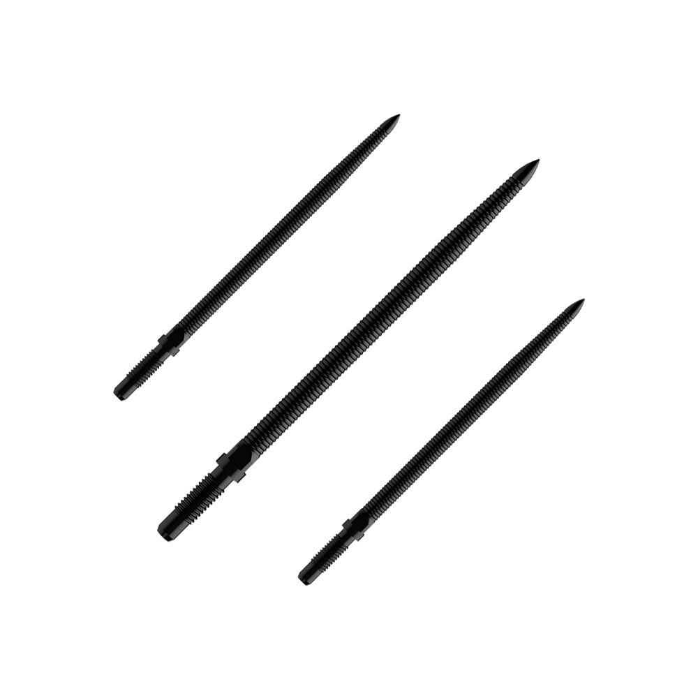Pointes de fléchettes convertibles Bulls NL - Micro Grip - Noires Abgebildet ist ein Produkt mit dem Namen BU57705_BullsNL_Convertible_Points_MicroGrip_Schwarz_36mm_1Set. Es handelt sich um schwarze umwandelbare Dartspitzen mit MicroGrip in 36 mm Länge.