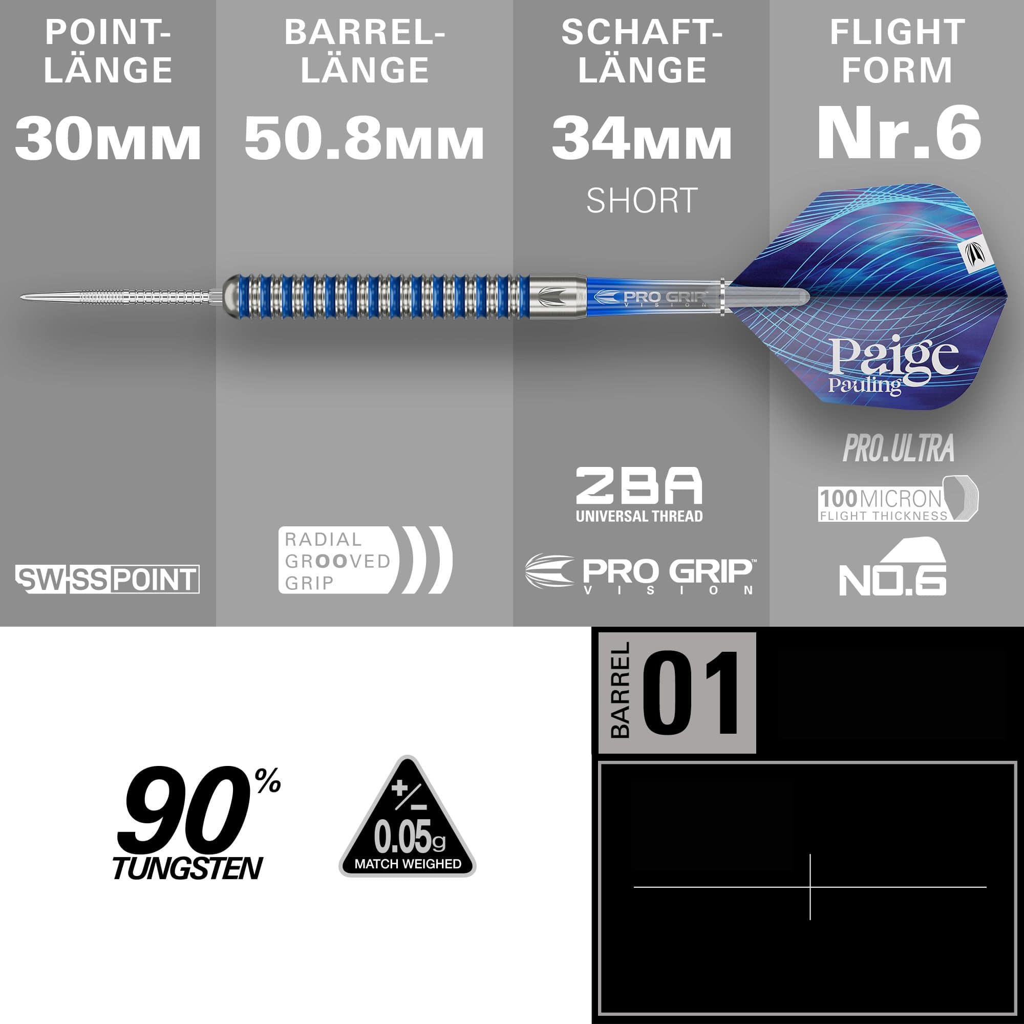 Target Paige Pauling GEN1 Swiss Points Steeldarts - 22g