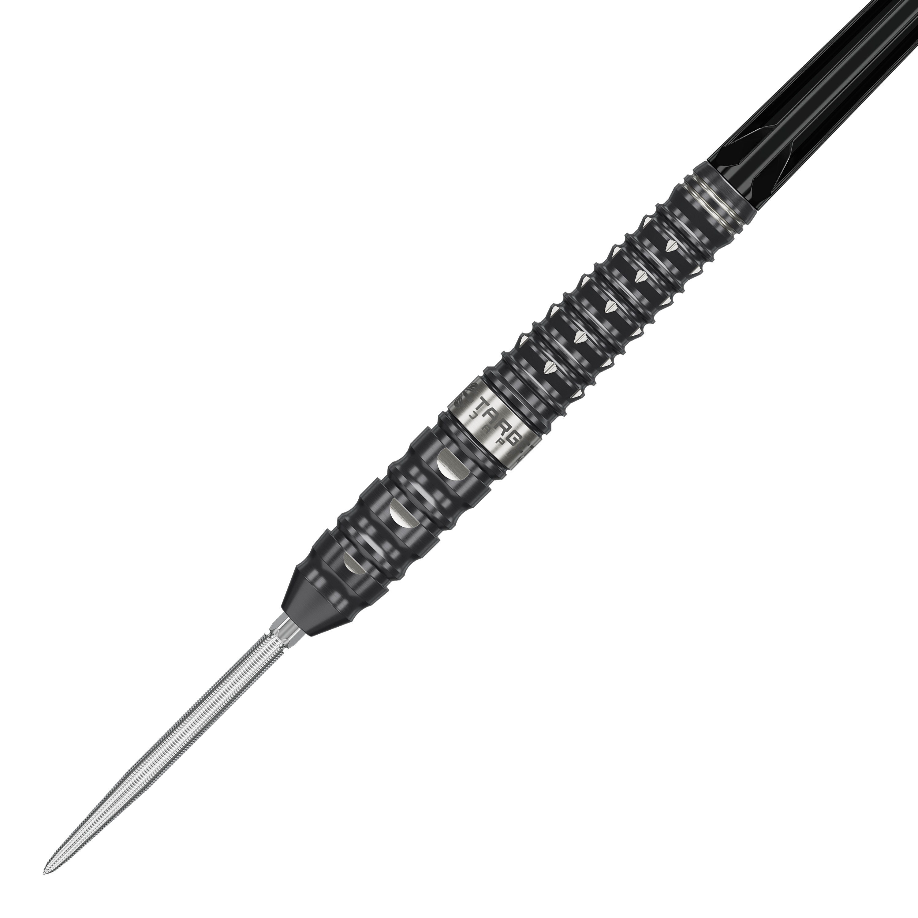 Das Bild zeigt die Target Japan Black Marque Eclipse Swiss Point Steeldarts mit einem Gewicht von 23g. Diese hochwertigen Darts sind für Präzisionswürfe im Dartspiel entwickelt.