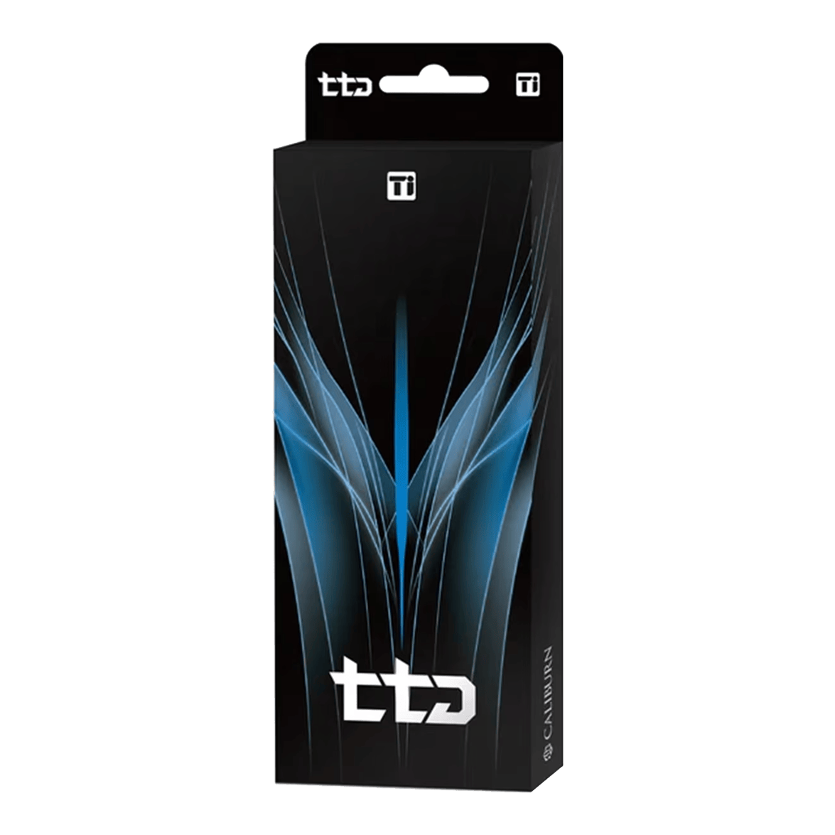 Hier sind die Caliburn TTD Complete Titanium T3 Black Steeldarts, 7g, abgebildet. Das Produkt besticht durch ein elegantes, schwarzes Finish.