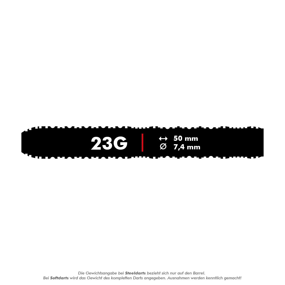 Lotki stalowe Shot ZEN Straight Turbo Point - 23 g Abgebildet sind die Shot ZEN Straight Turbo Point Steeldarts mit einem Gewicht von 23g. Diese Darts sind für präzises Spielen konzipiert.