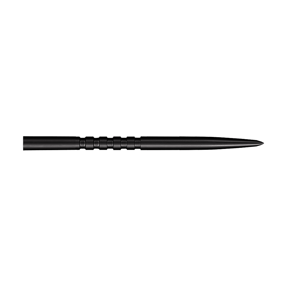 Stalowe groty do lotek Shot Grip Point - czarne Auf diesem Bild sind schwarze Steeldartspitzen zu sehen. Das Modell Grip Point hat eine Länge von 45 mm.